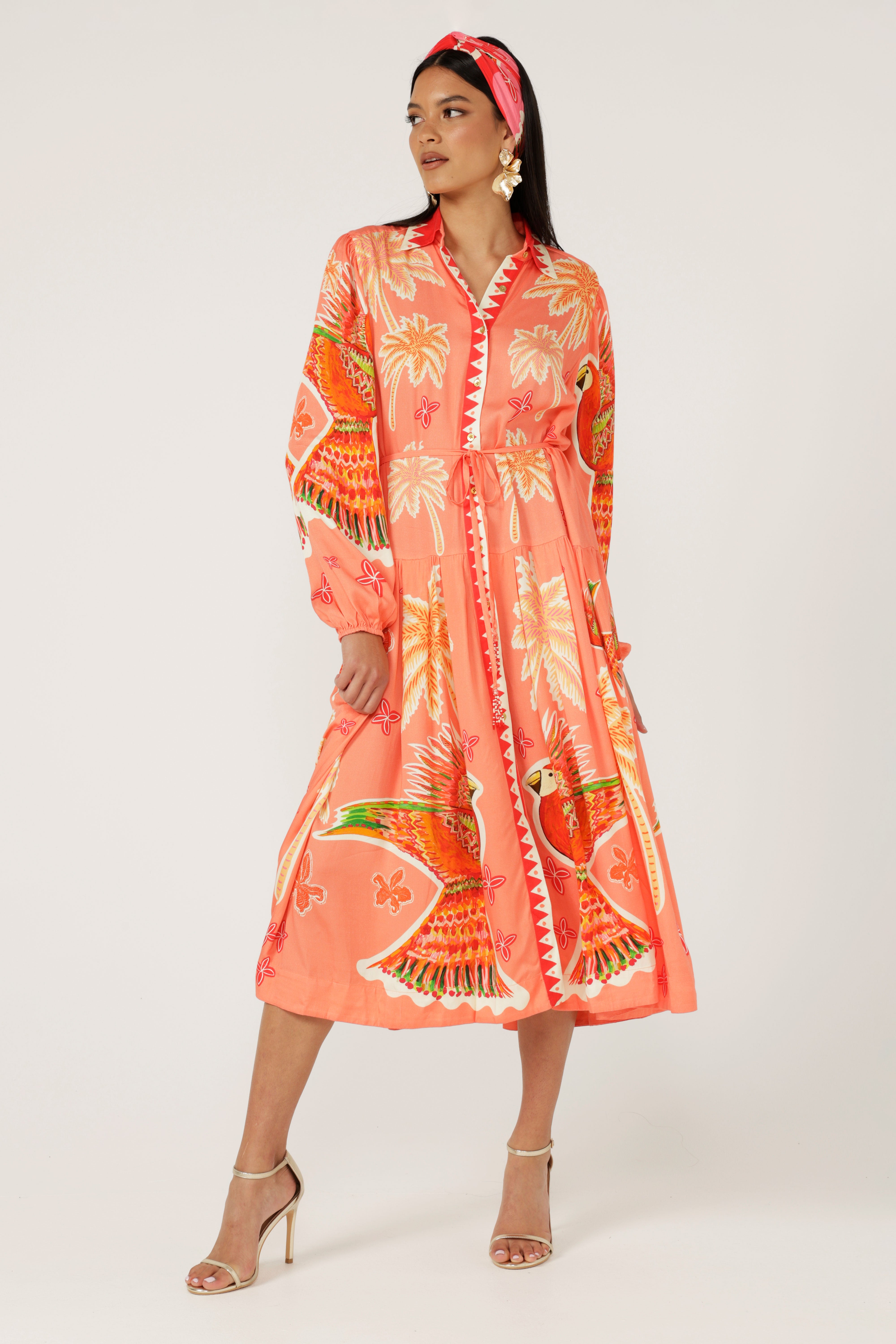 The Parrot Garden Shirt Dress