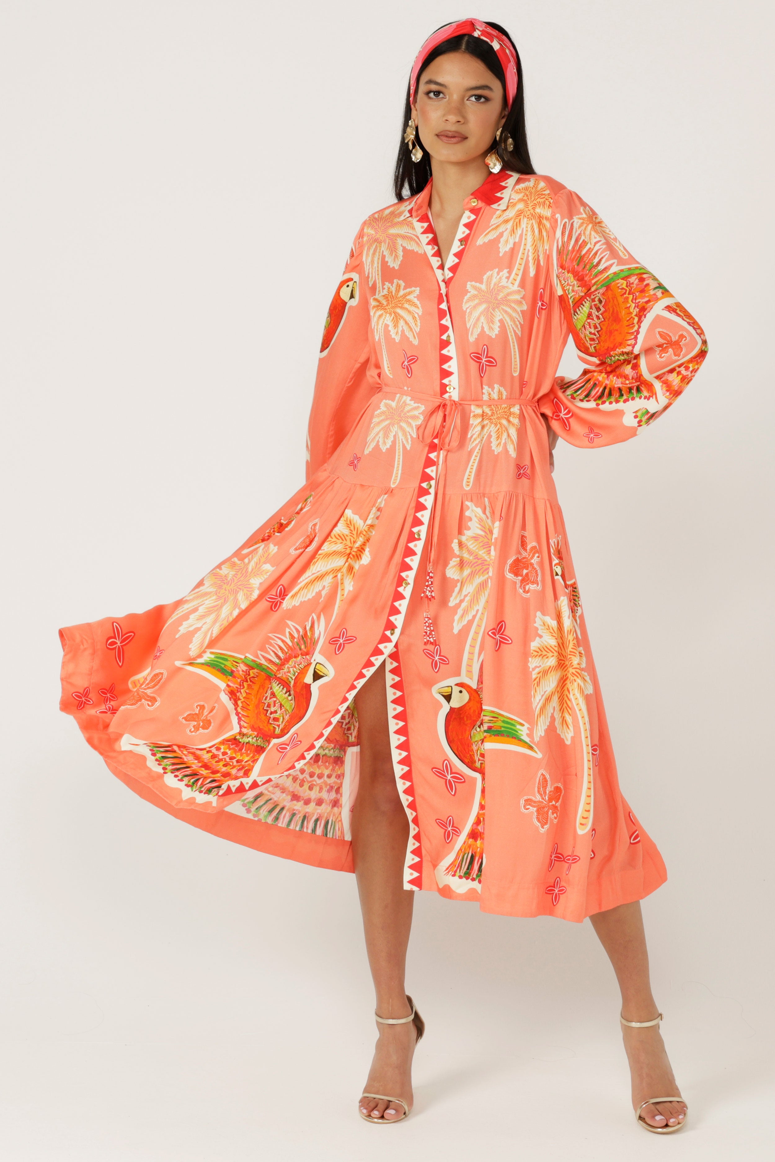 The Parrot Garden Shirt Dress