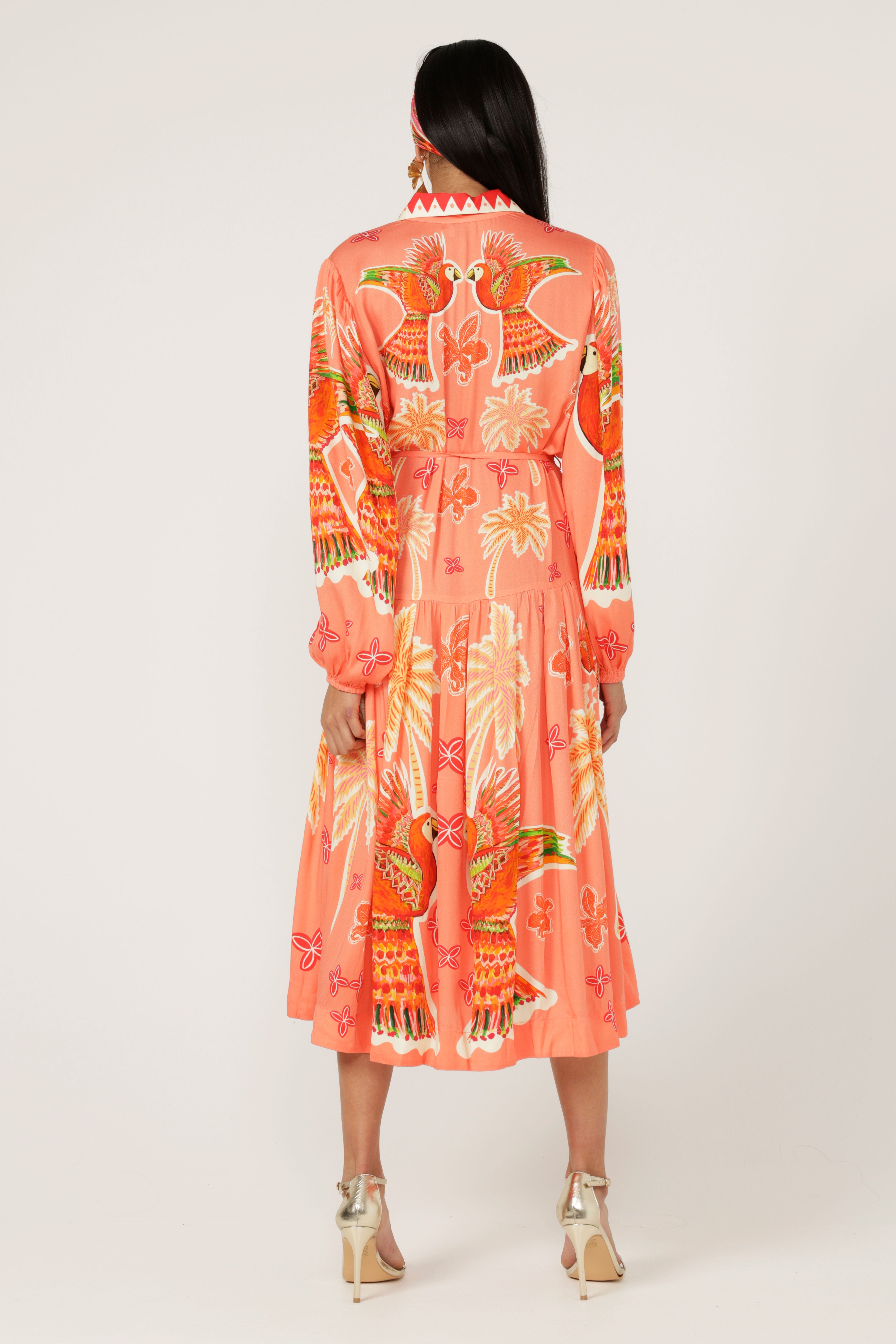 The Parrot Garden Shirt Dress