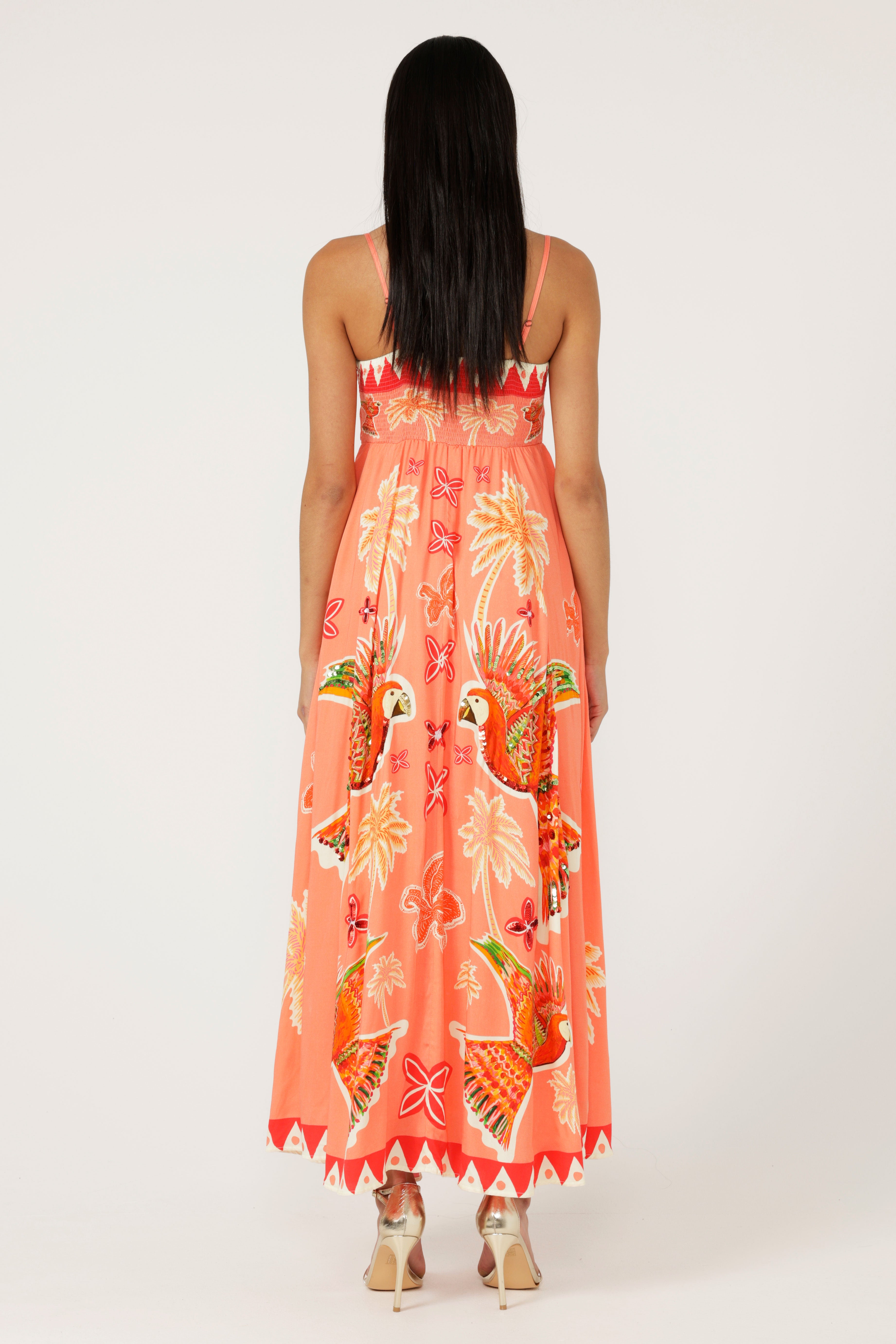 The Parrot Garden Midi Dress