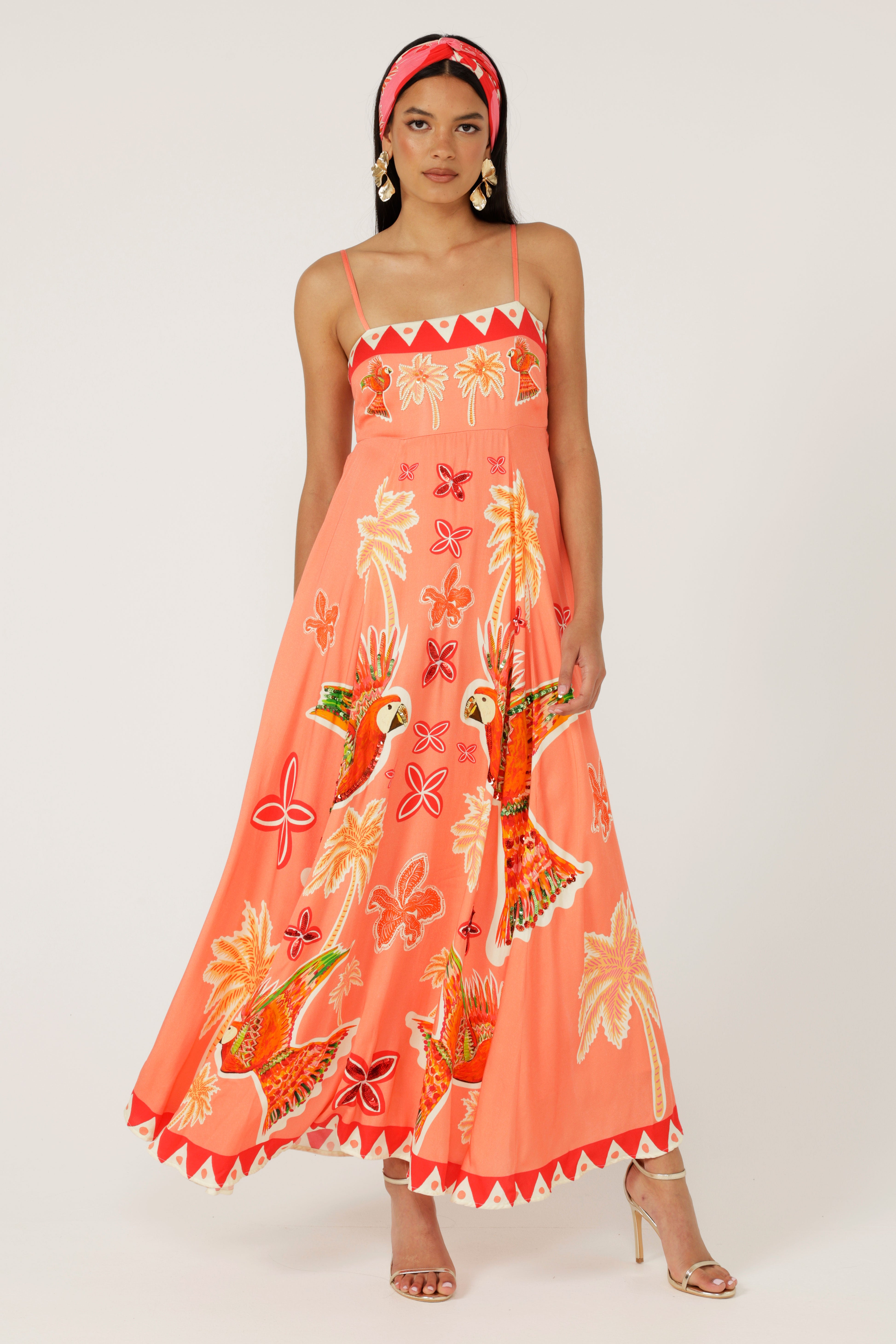The Parrot Garden Midi Dress