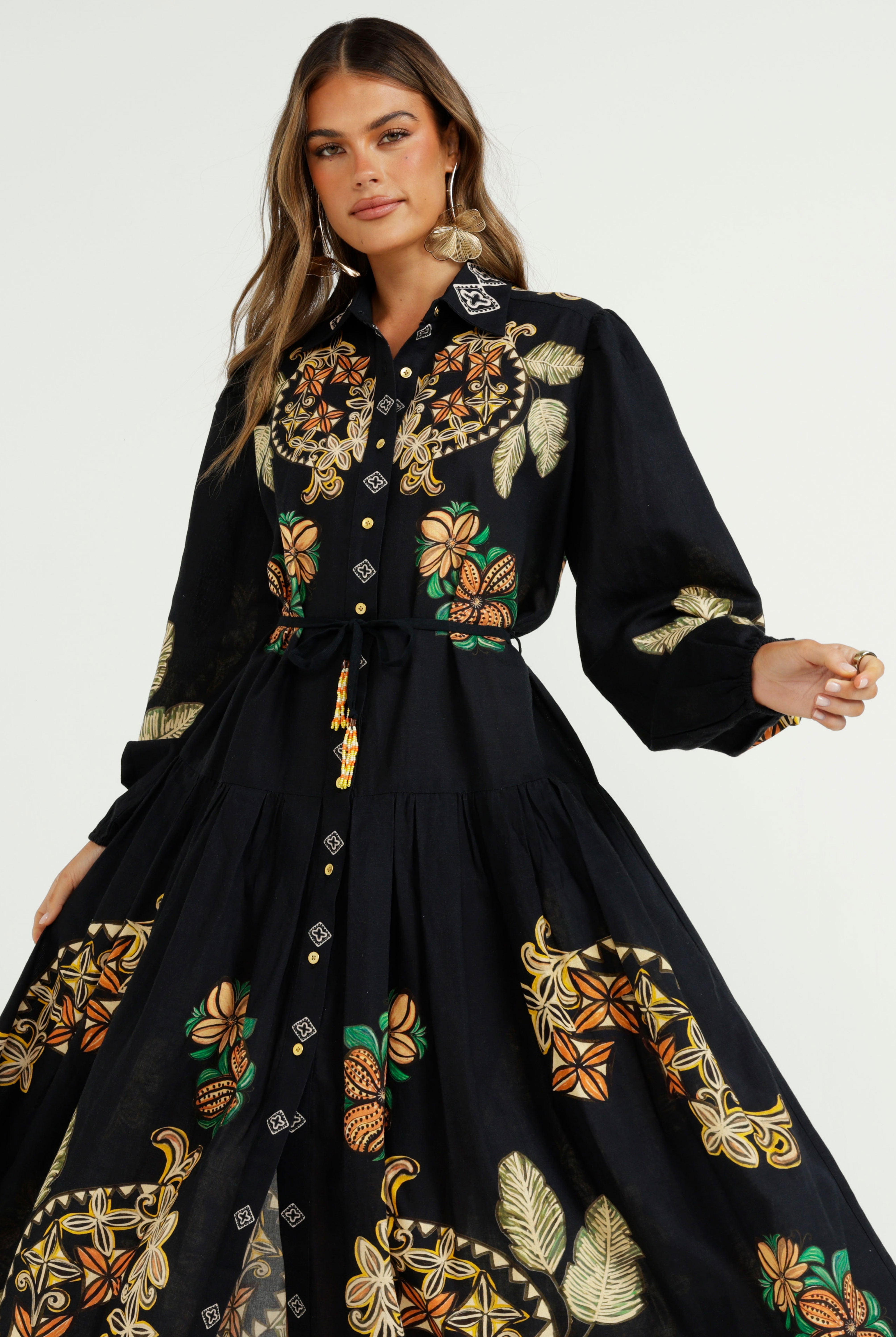 The Midnight Tropics Shirt Dress
