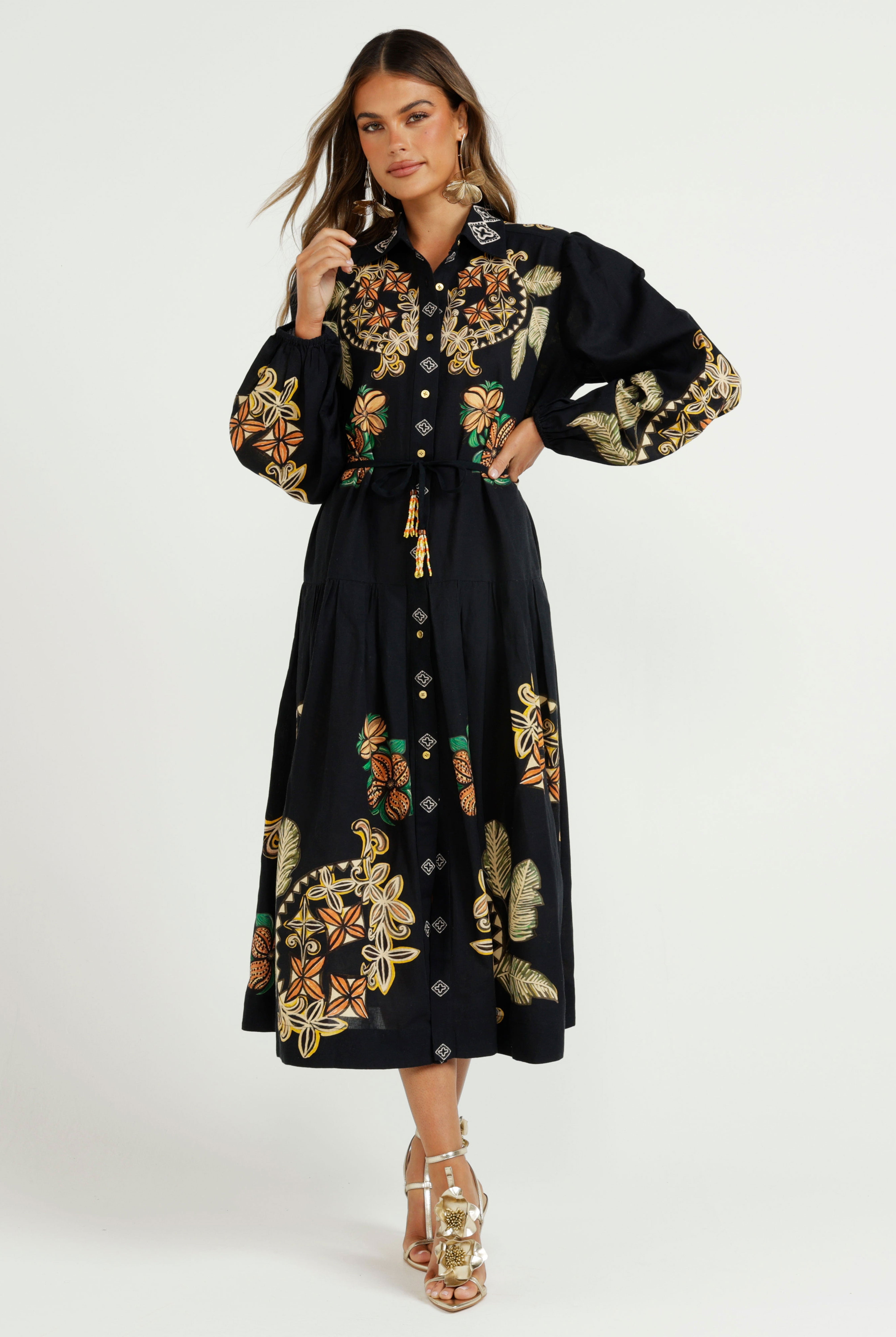 The Midnight Tropics Shirt Dress
