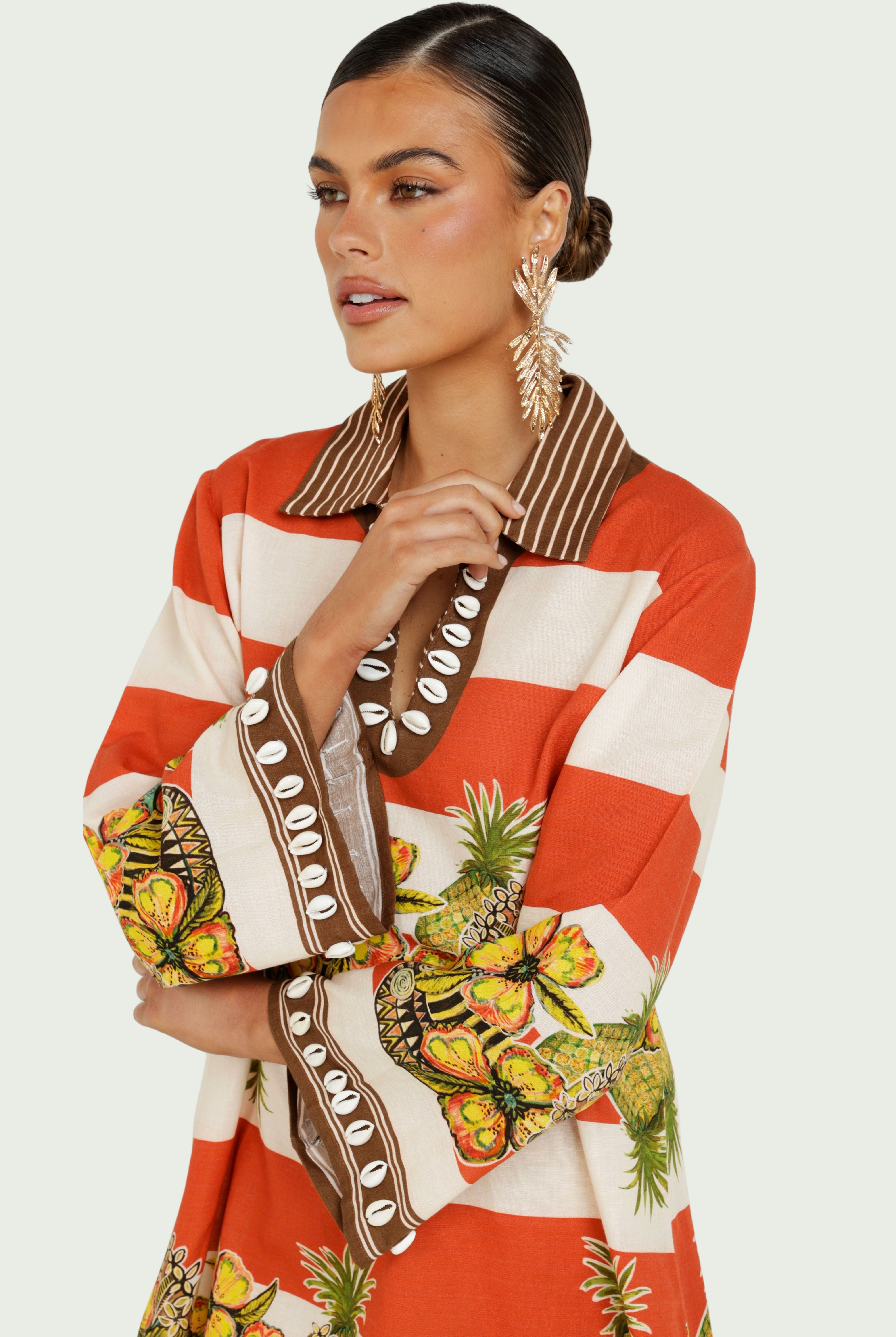 The Calypso Striped Mini Shirtdress
