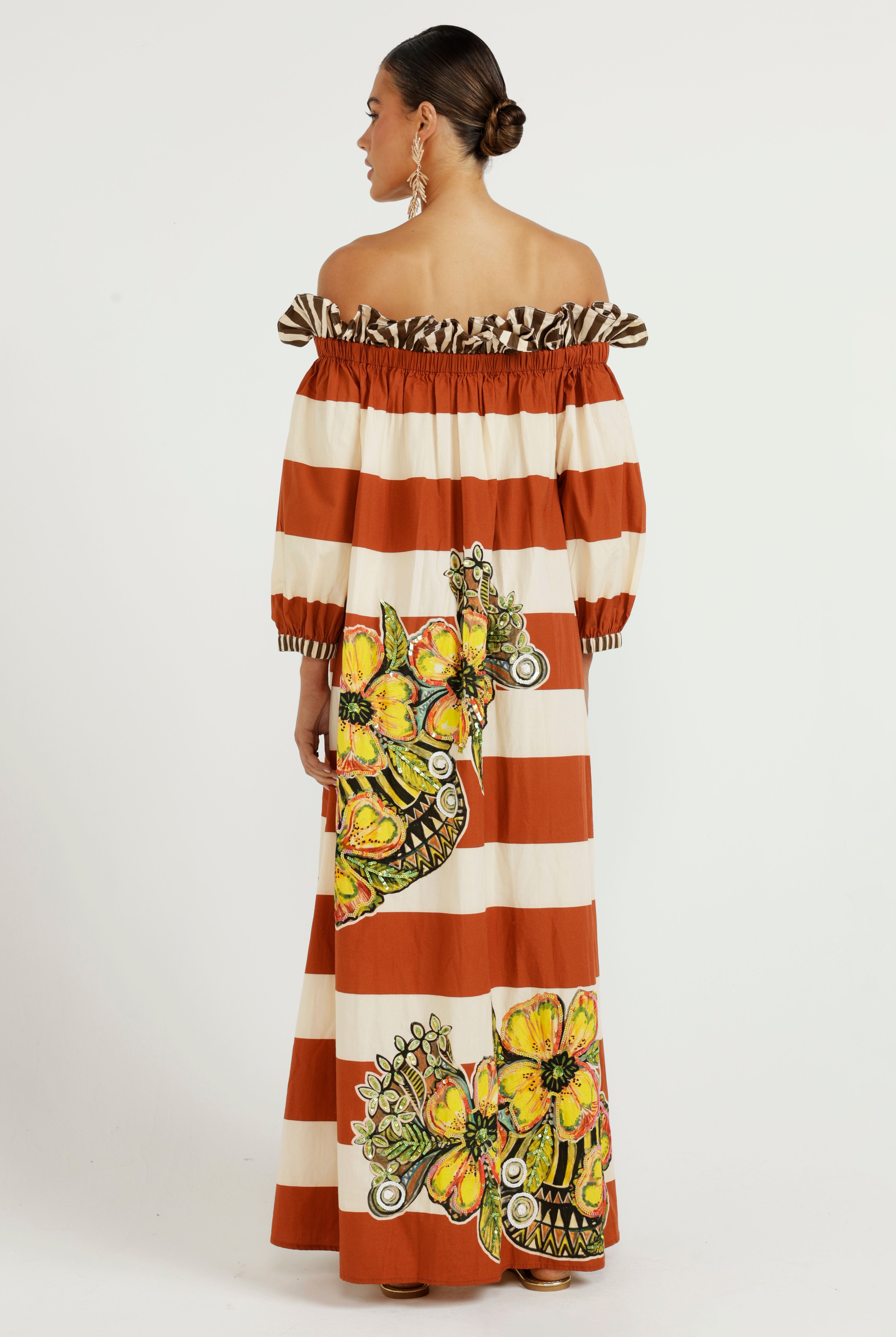 The Calypso Striped Off Shoulder Dress