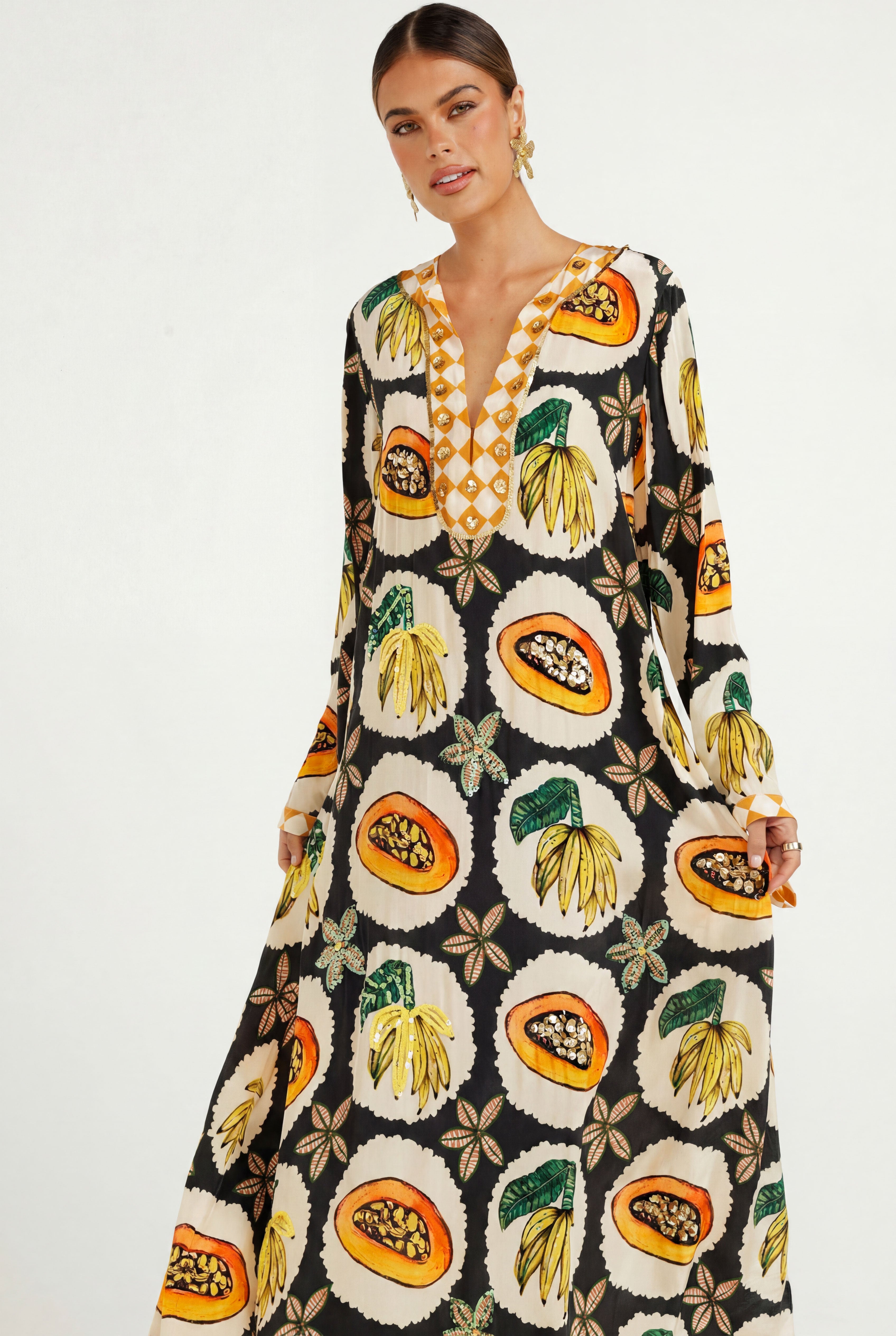 The Papaya Grove Kaftan (Black)
