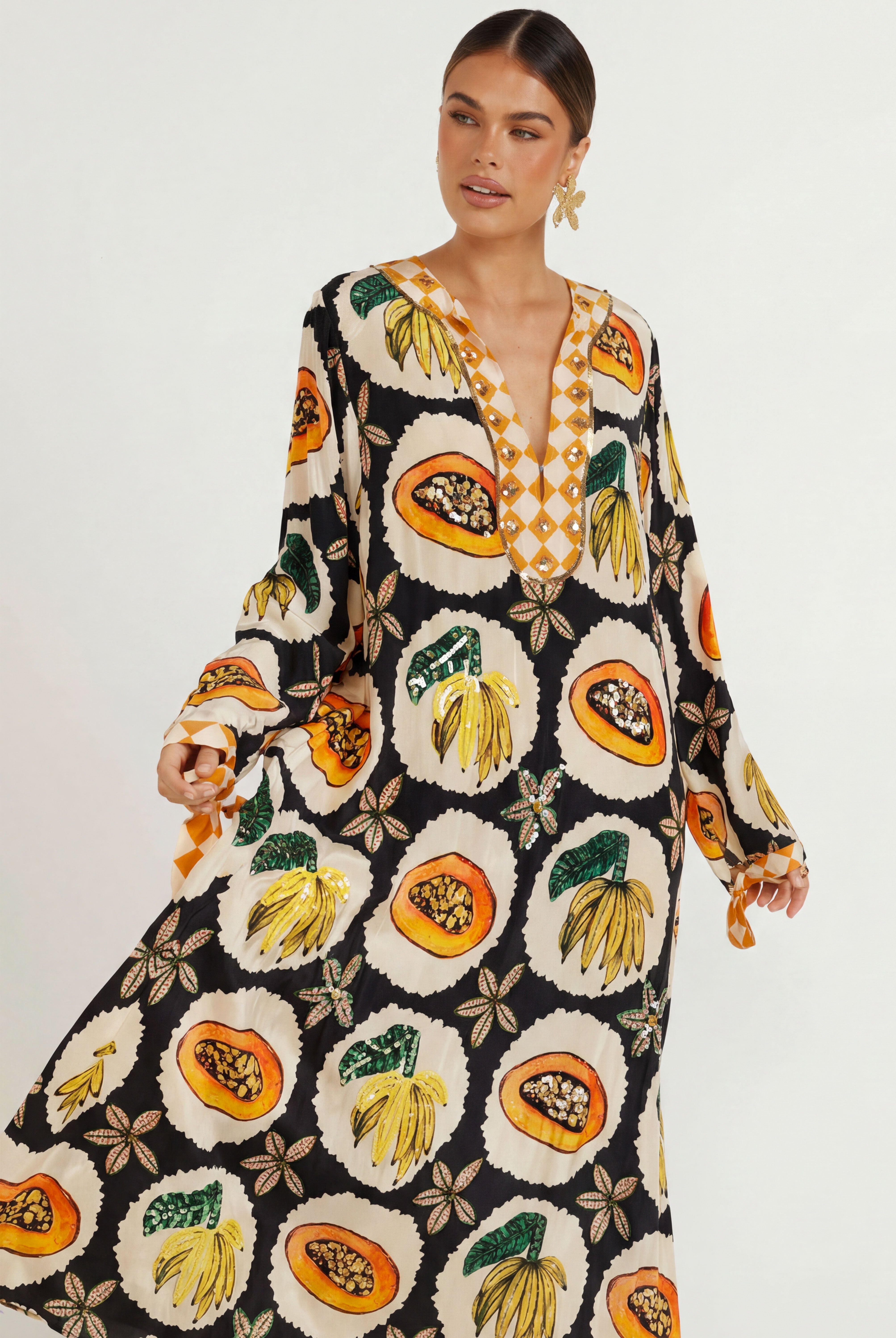 The Papaya Grove Kaftan (Black)