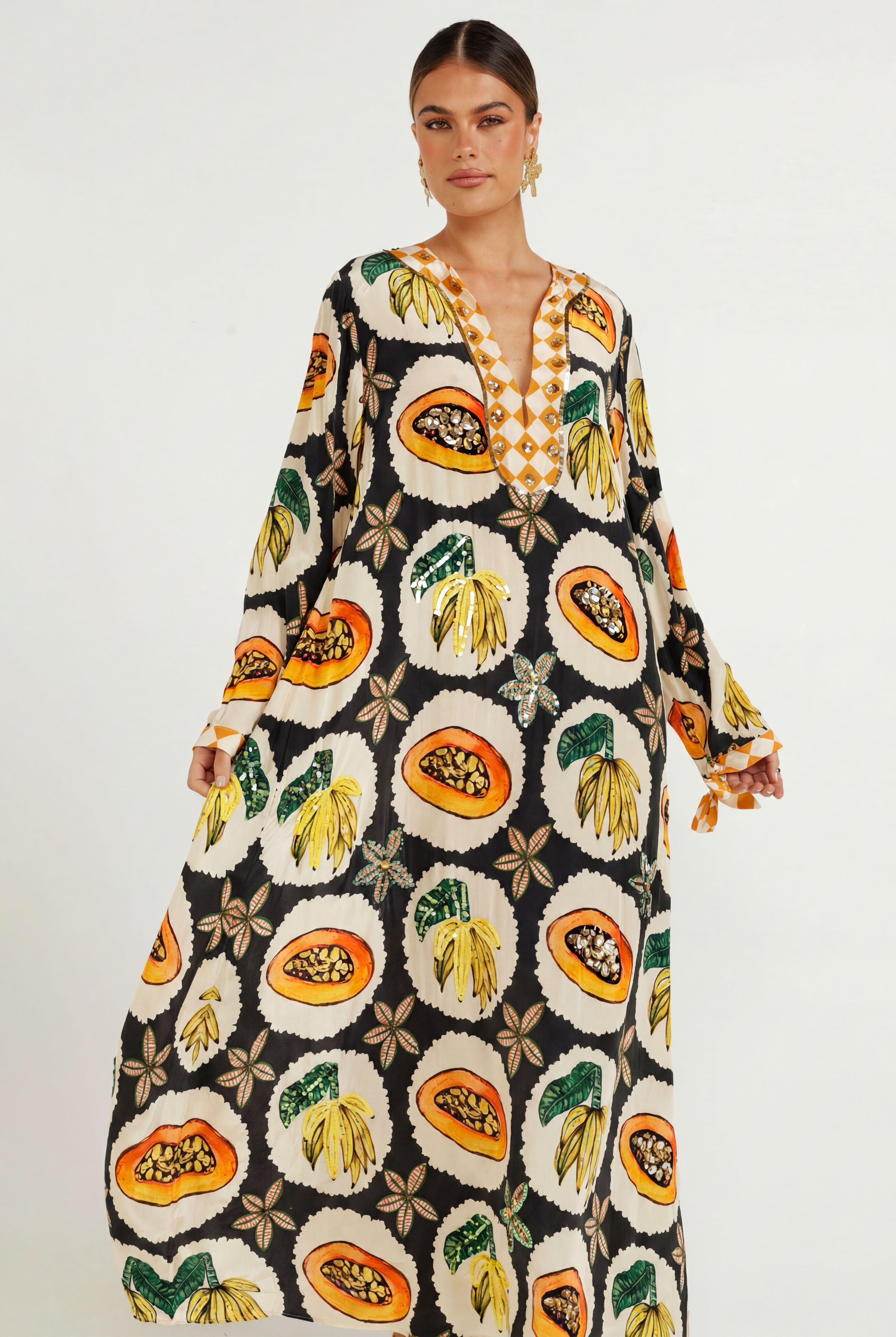 The Papaya Grove Kaftan (Black)