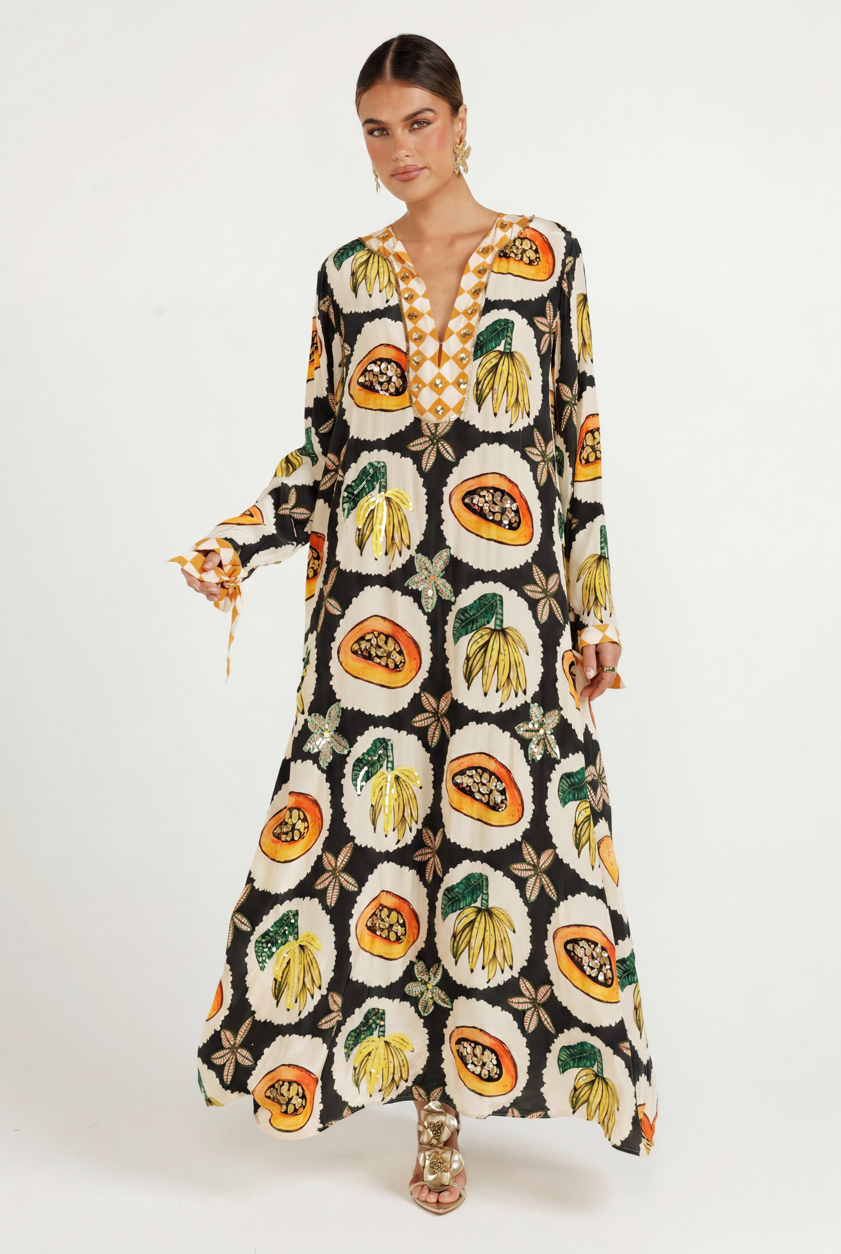 The Papaya Grove Kaftan (Black)