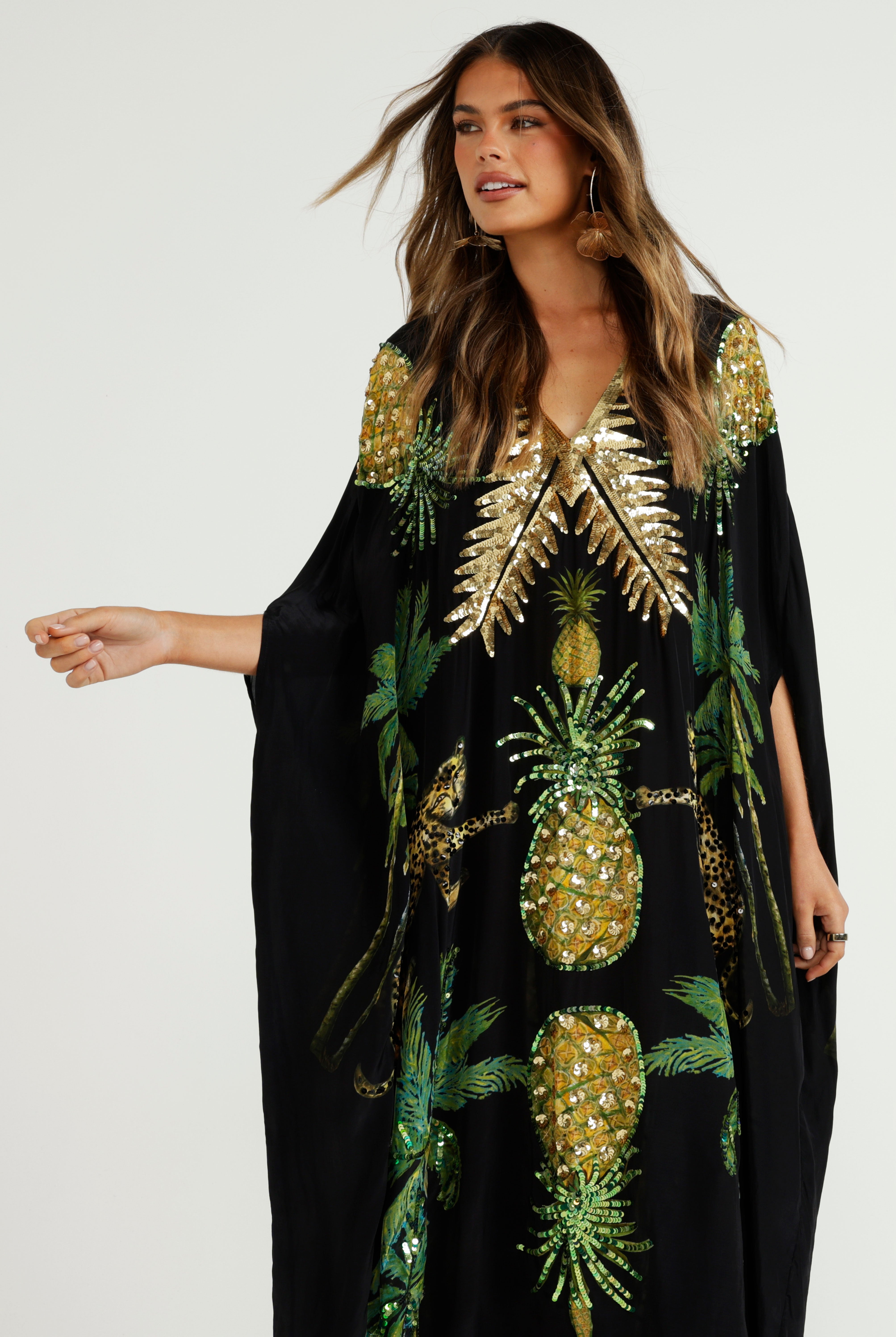 The Cheetah Garden Capelet Kaftan