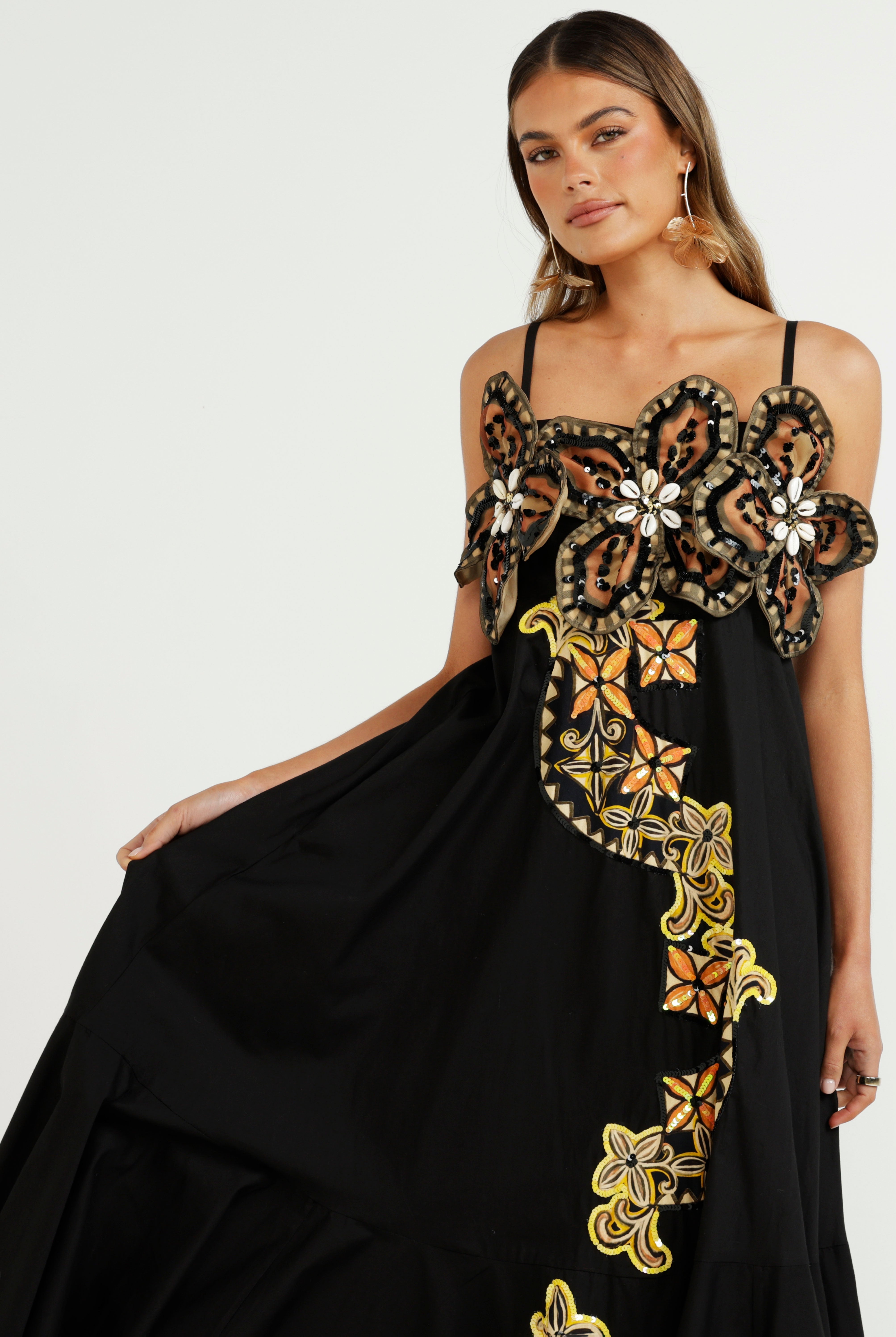 The Midnight Tropics Flower Dress