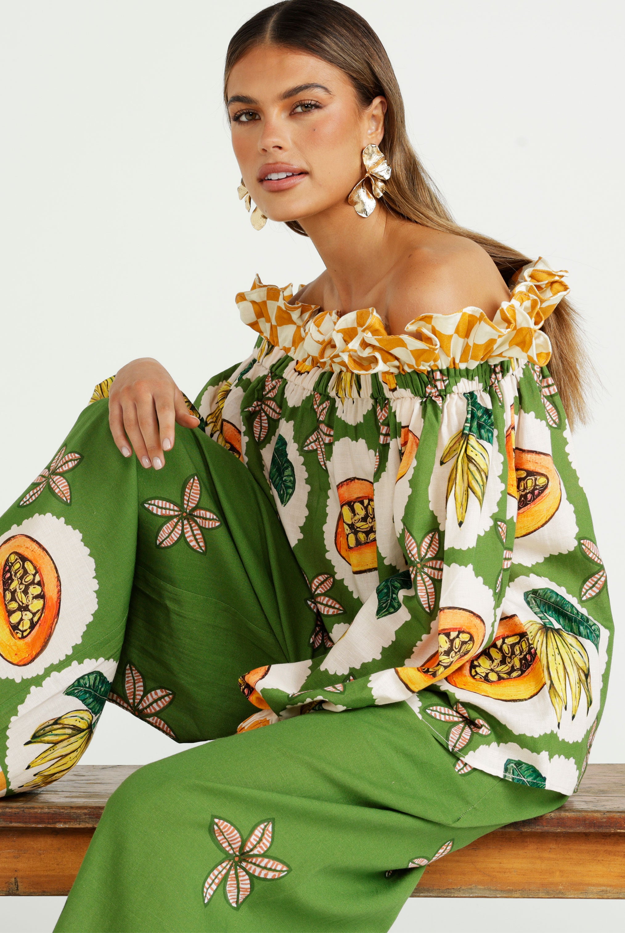 The Papaya Grove Ruffle Top