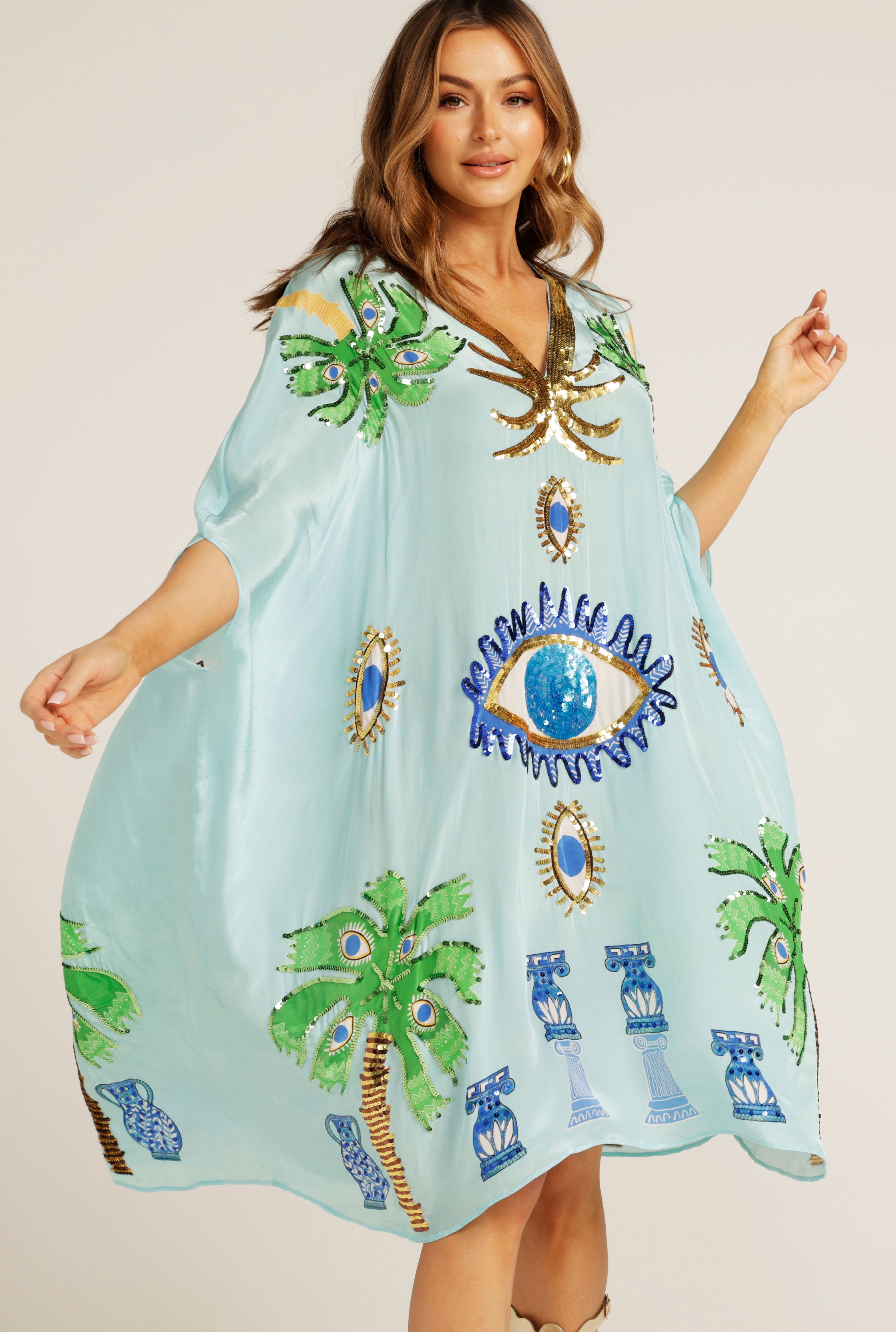 The Evil Eye Capelet Kaftan (Short)