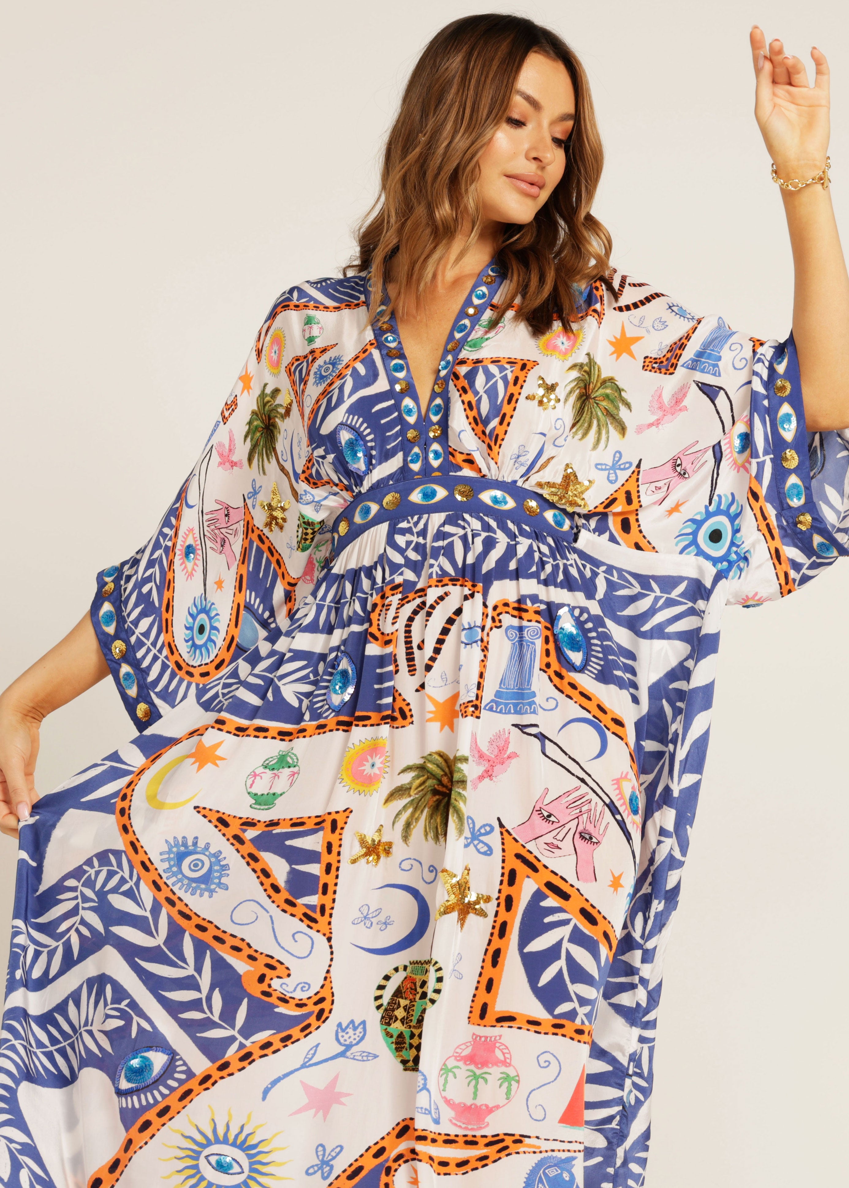 The Anastasia V-Neck Kaftan Dress