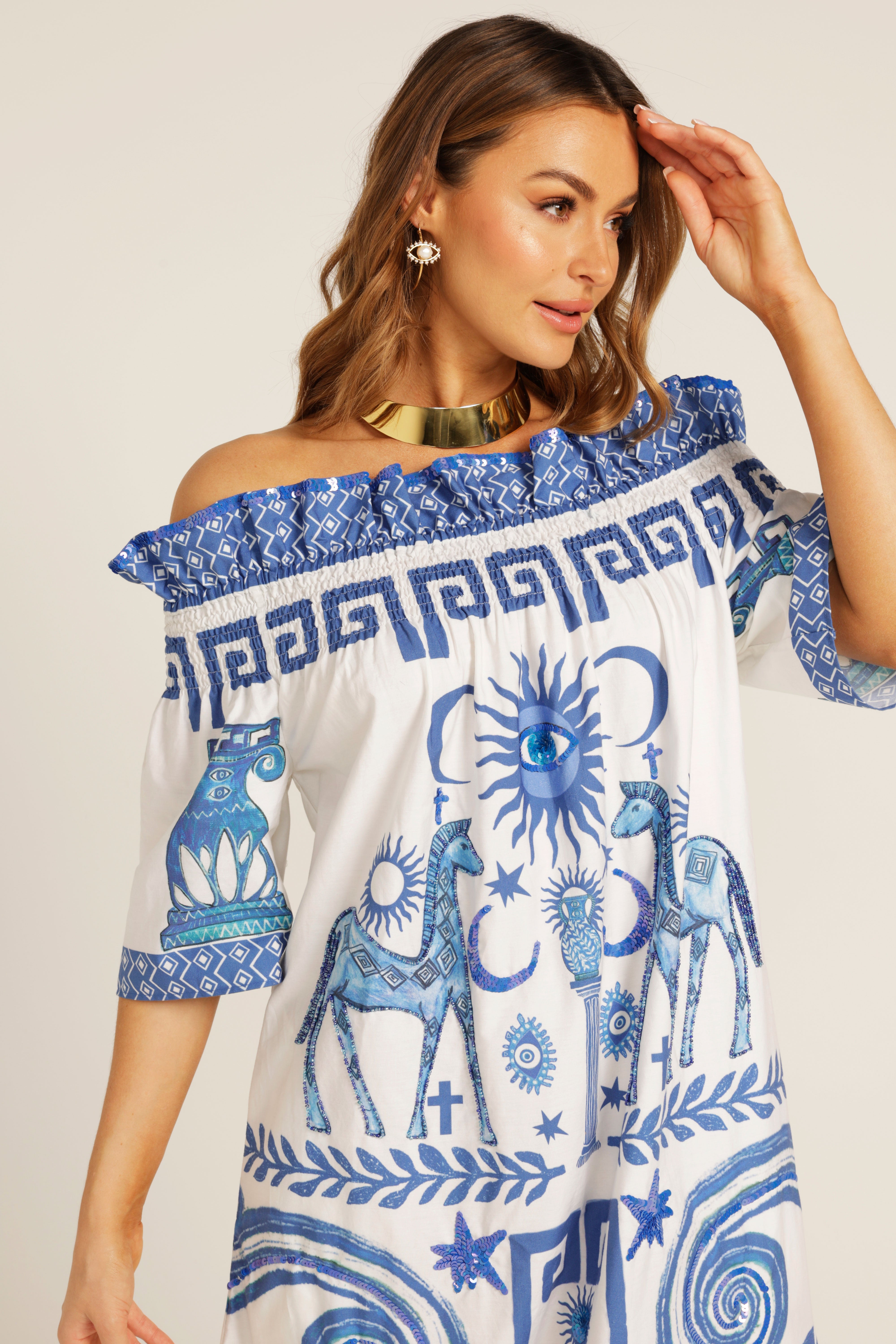 The Spartan Off Shoulder Dress