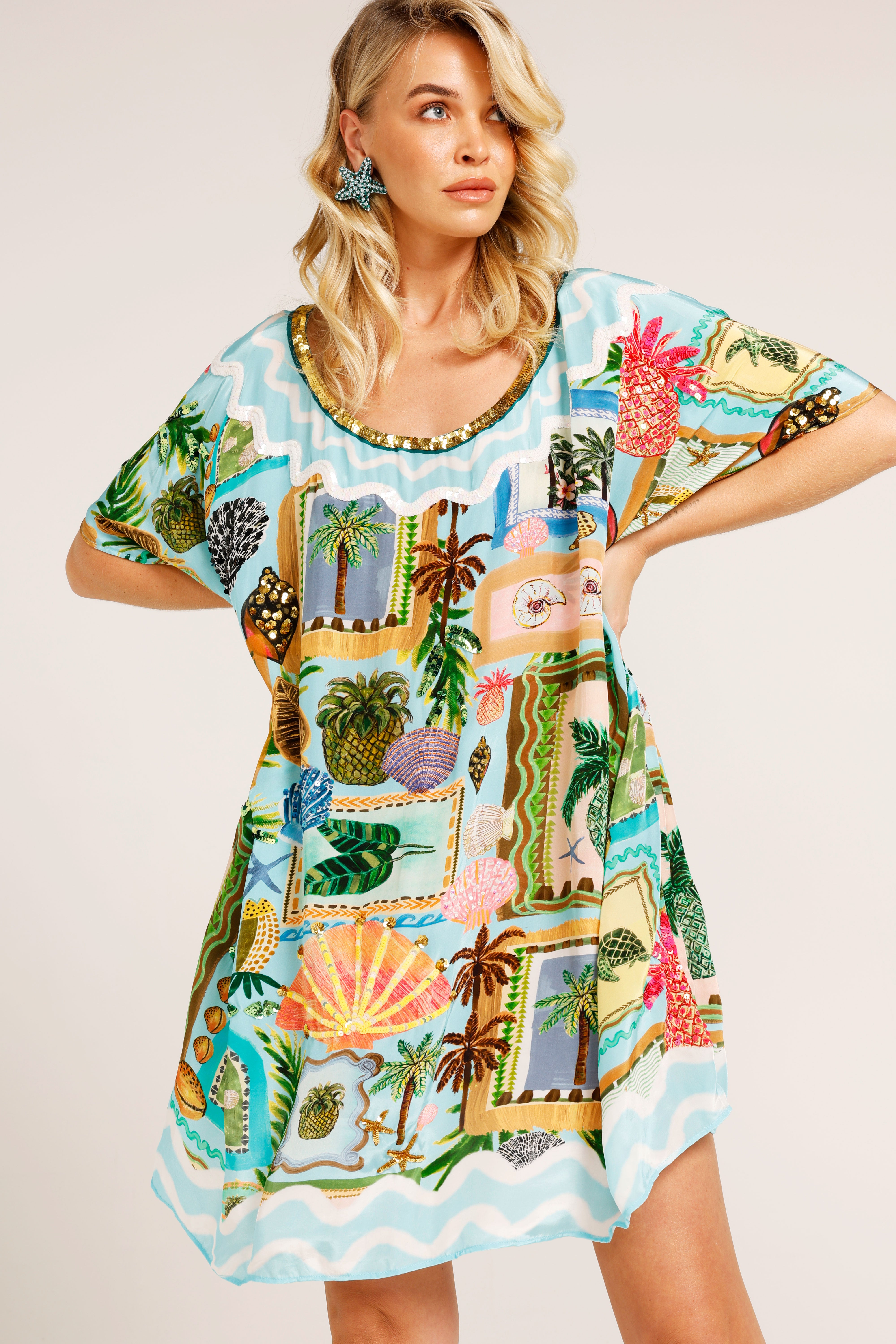 The Beach Shack Round Neck Kaftan (Short)