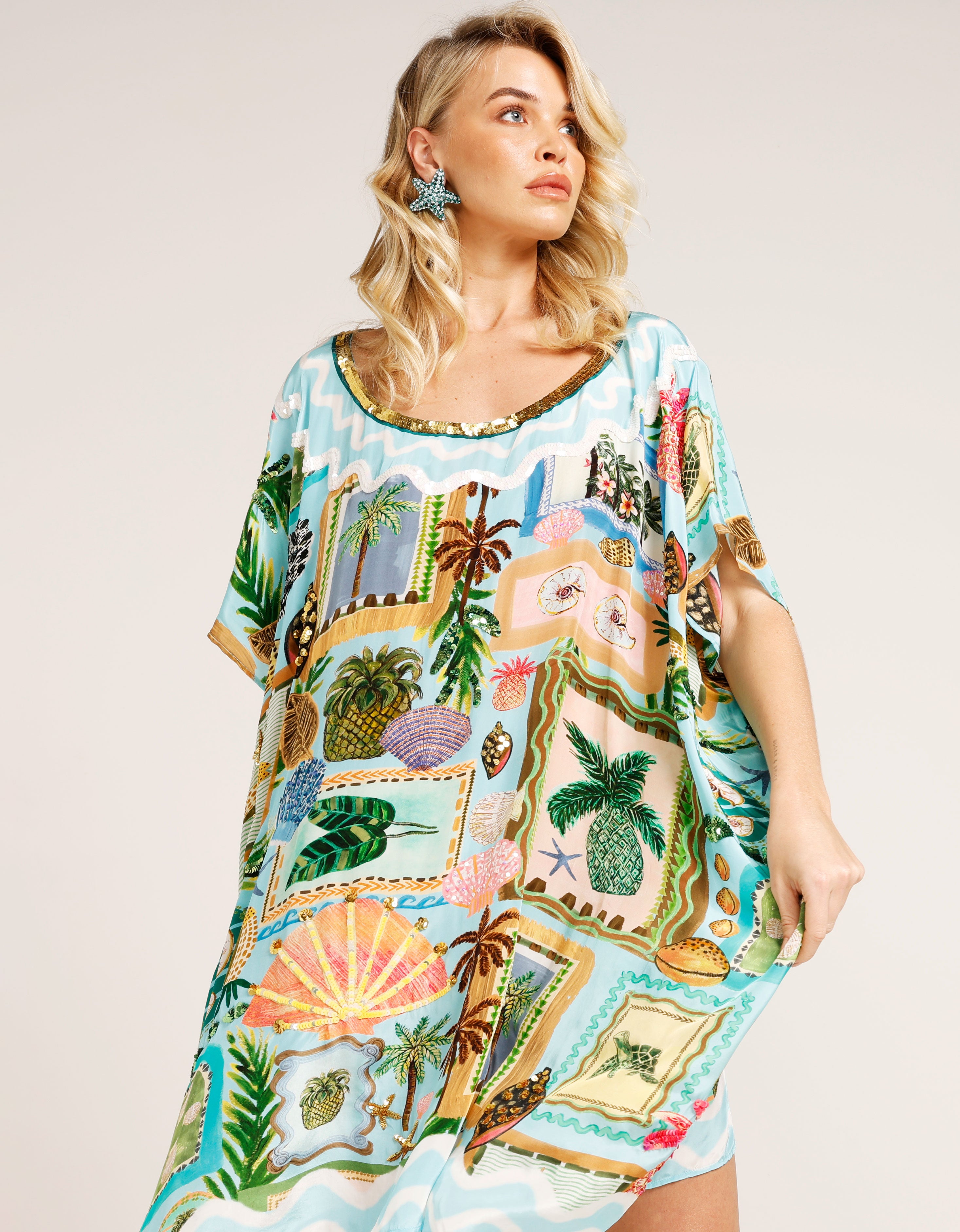 The Beach Shack Round Neck Kaftan (Short)