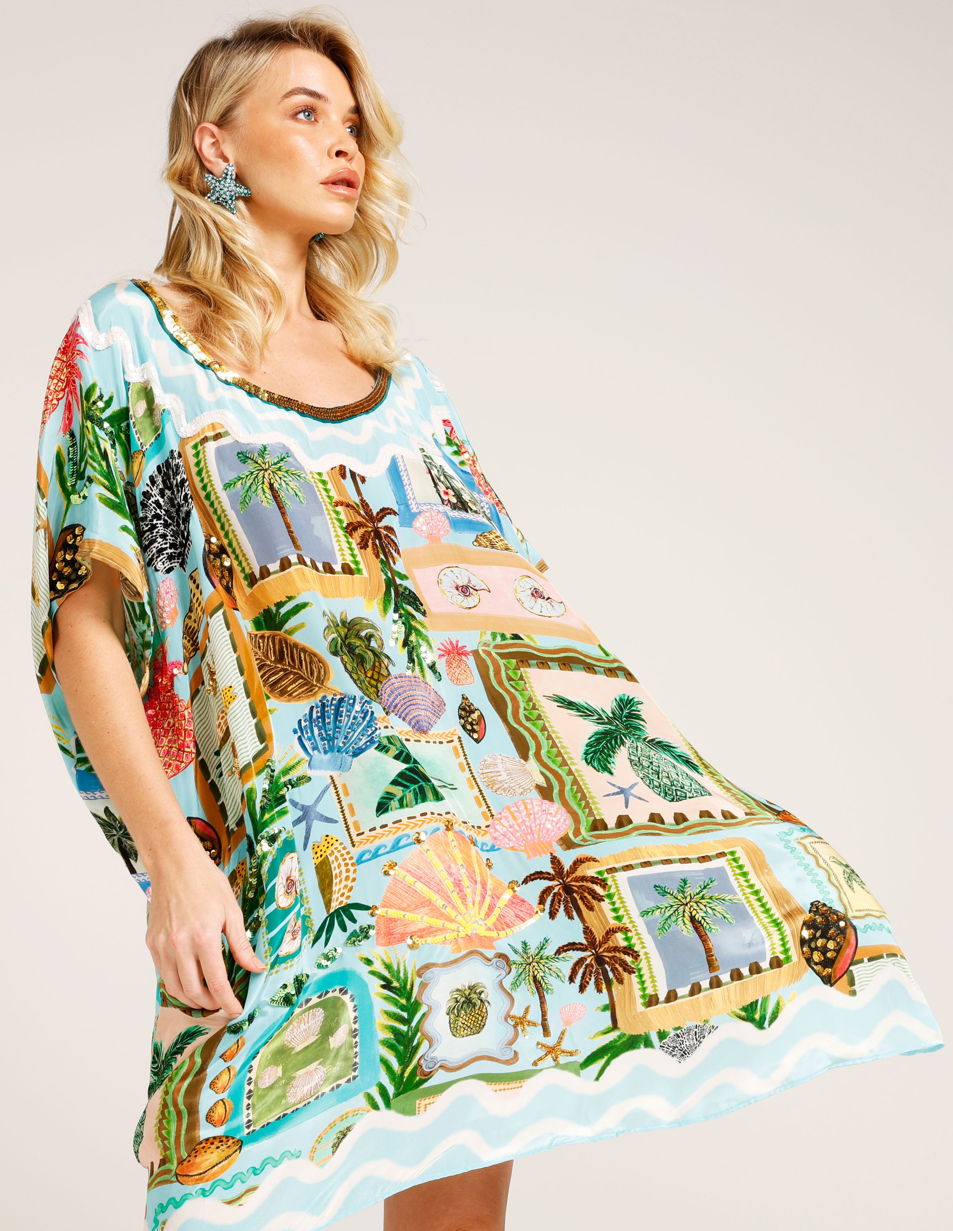 The Beach Shack Round Neck Kaftan (Short)