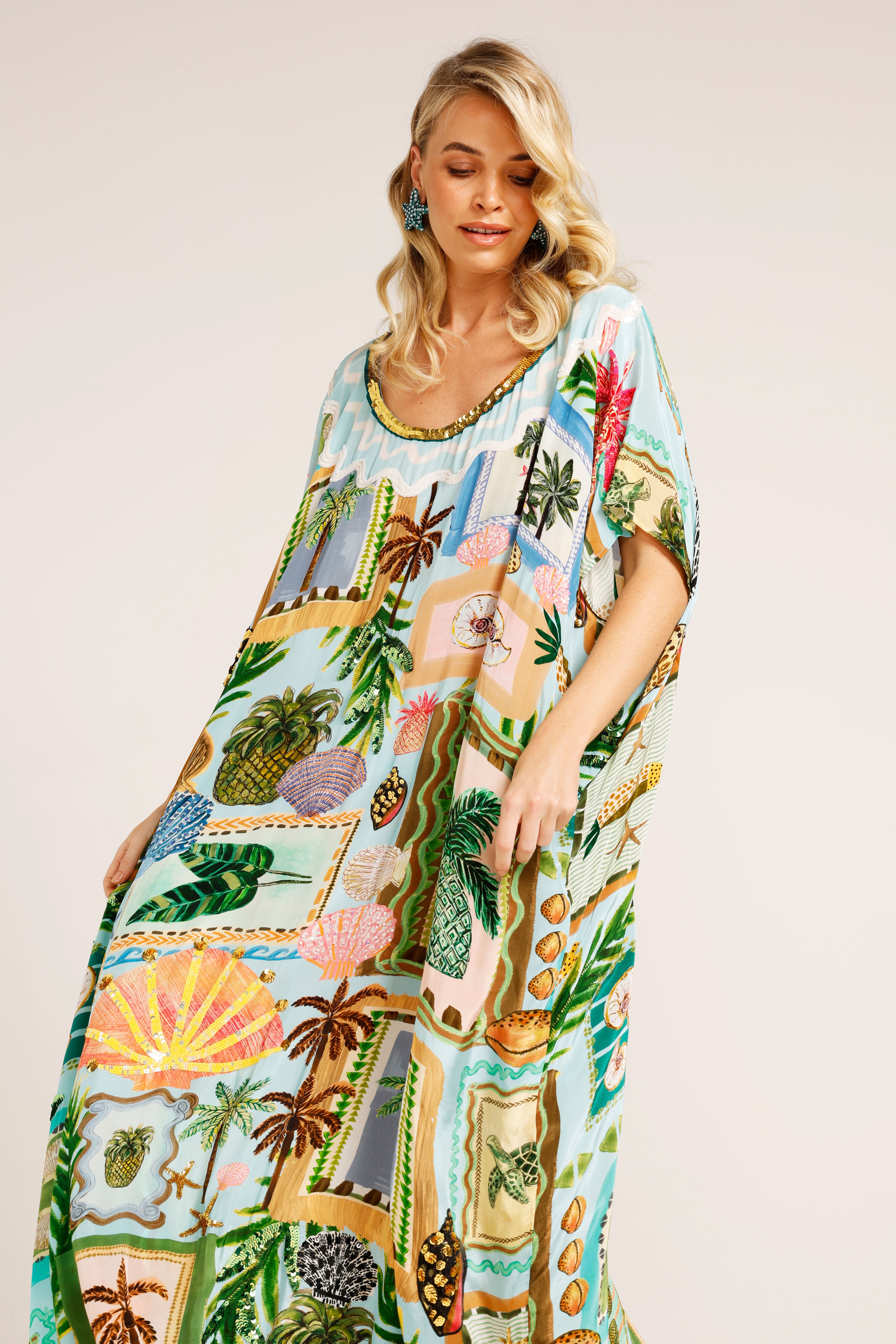 The Beach Shack Round Neck Kaftan (Long)