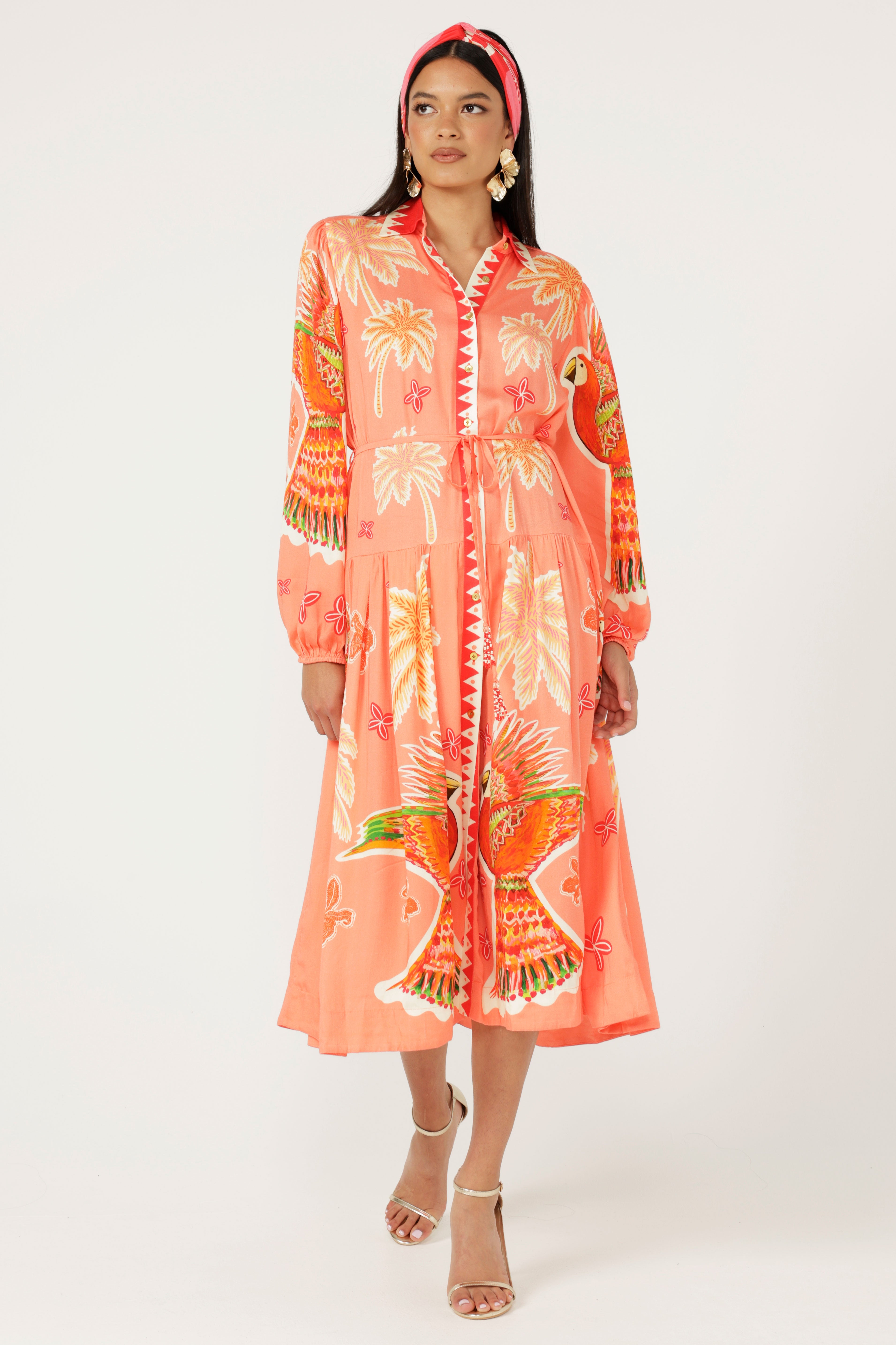 The Parrot Garden Shirt Dress