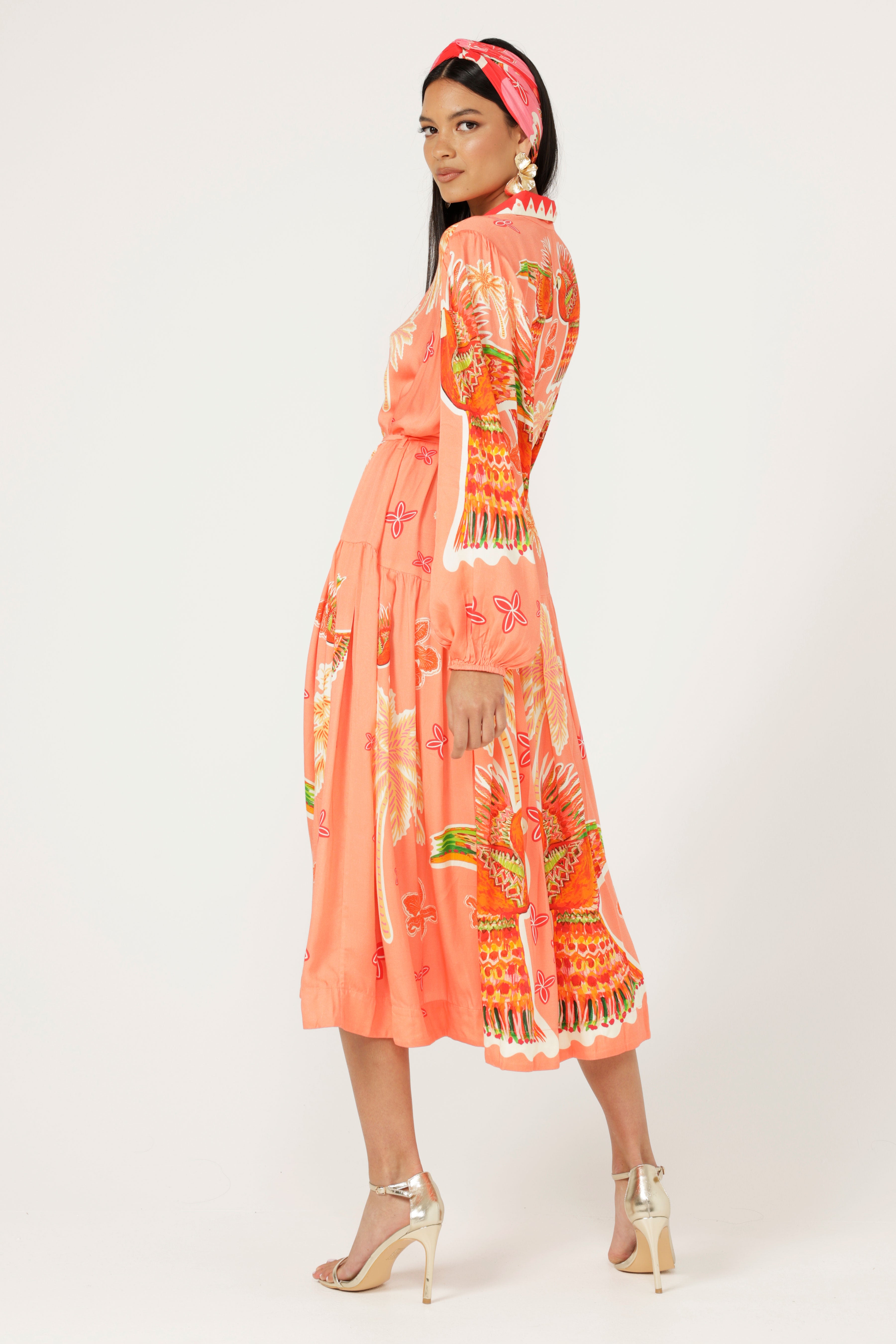 The Parrot Garden Shirt Dress