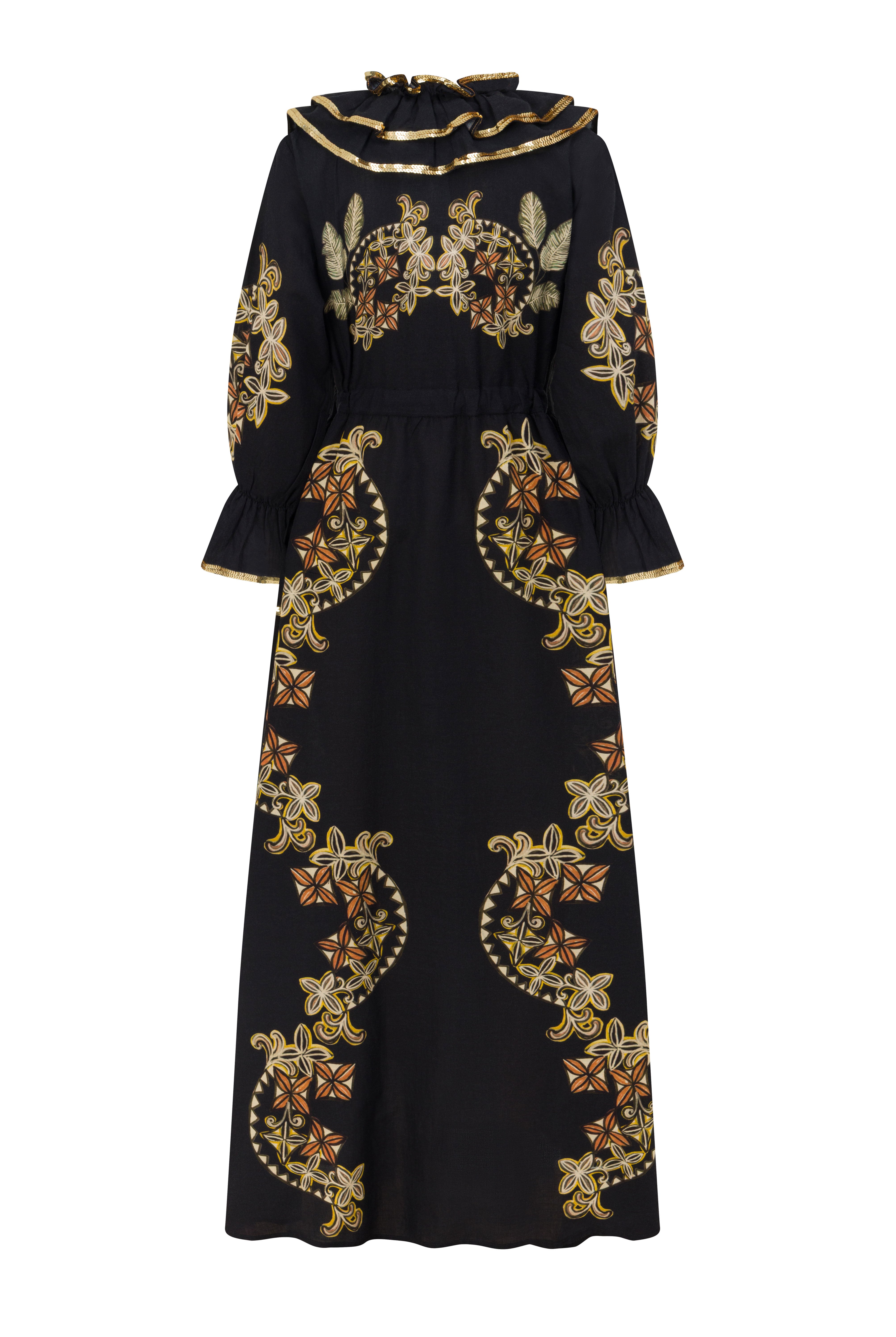 The Midnight Tropics Ruffle Dress