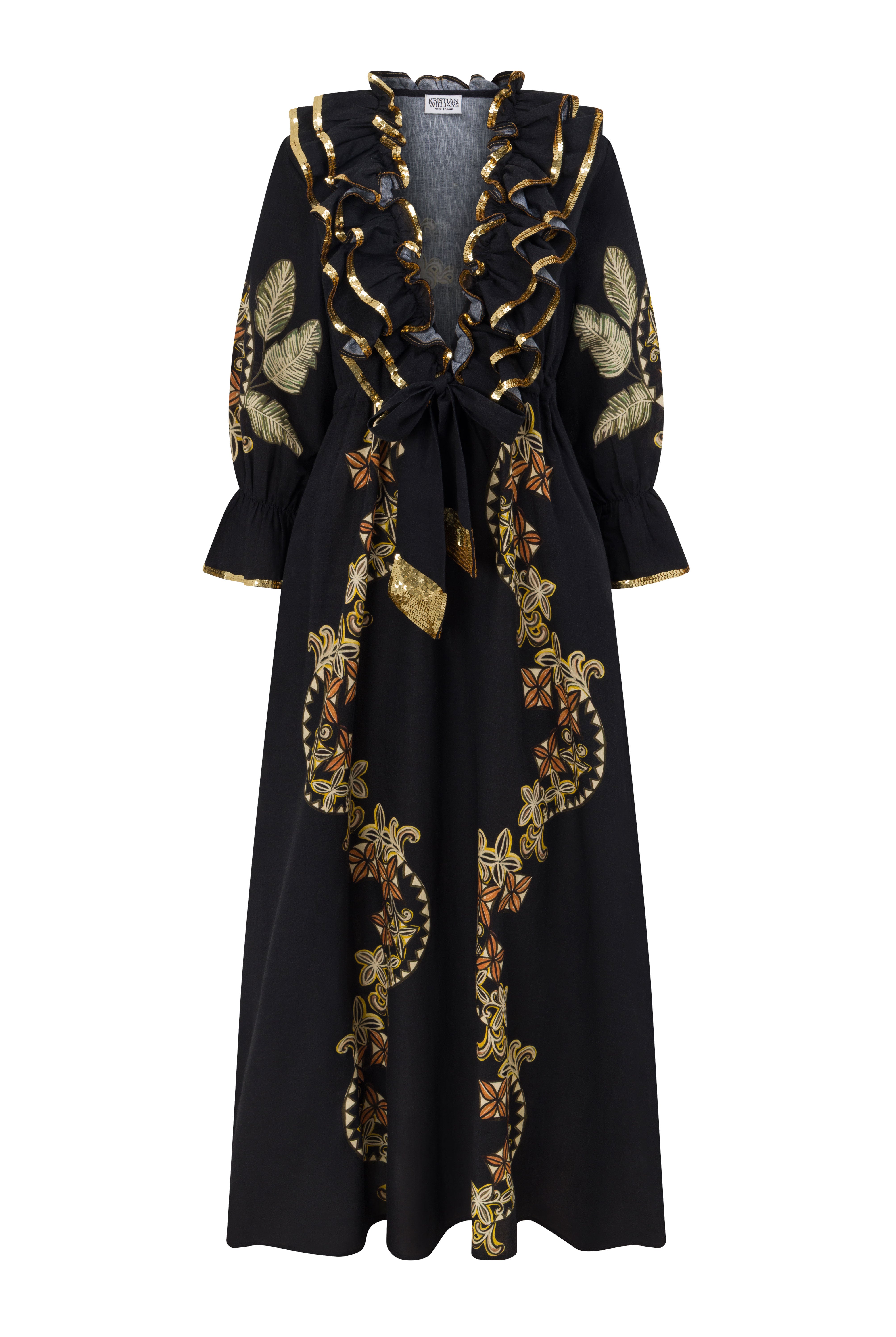 The Midnight Tropics Ruffle Dress