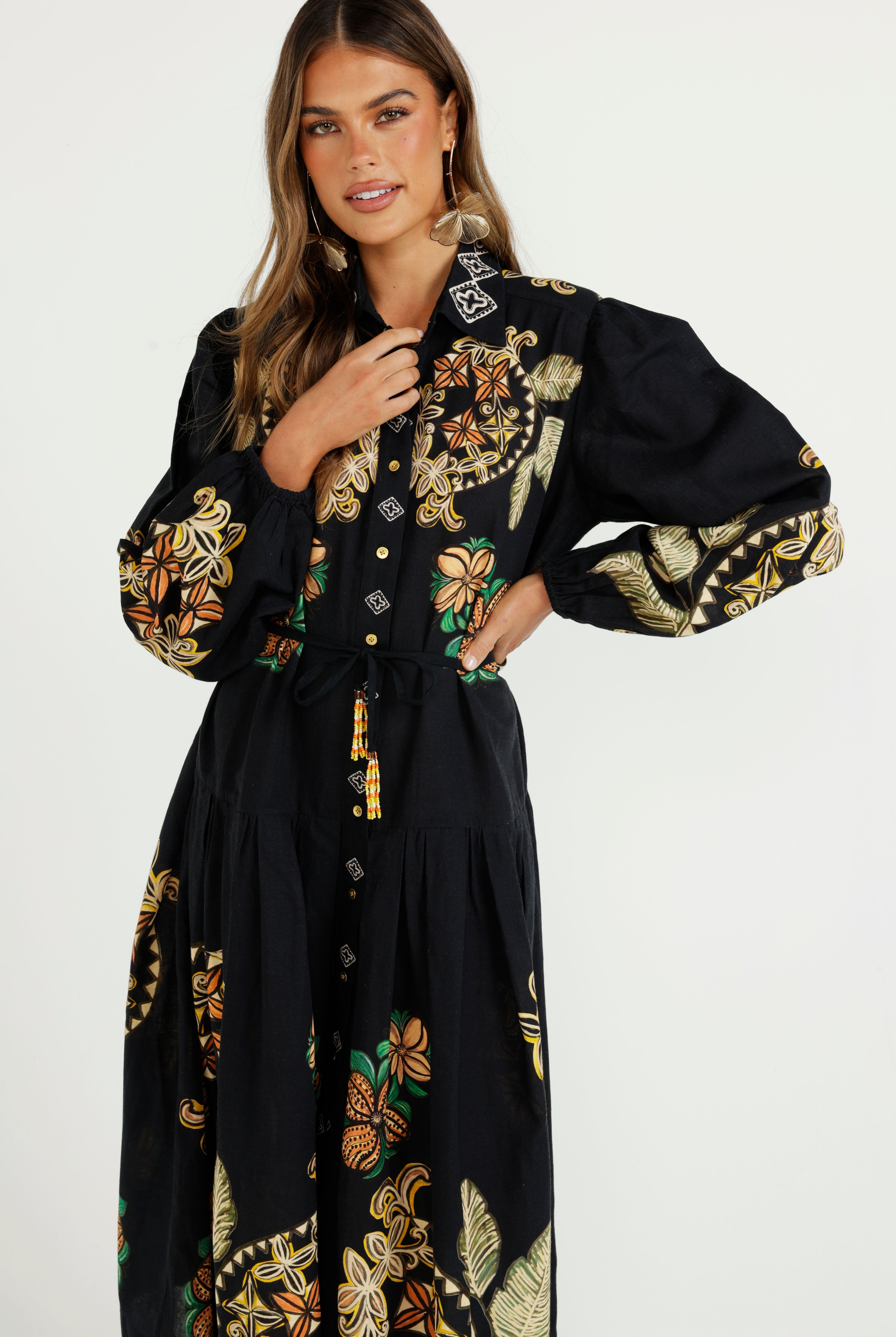 The Midnight Tropics Shirt Dress