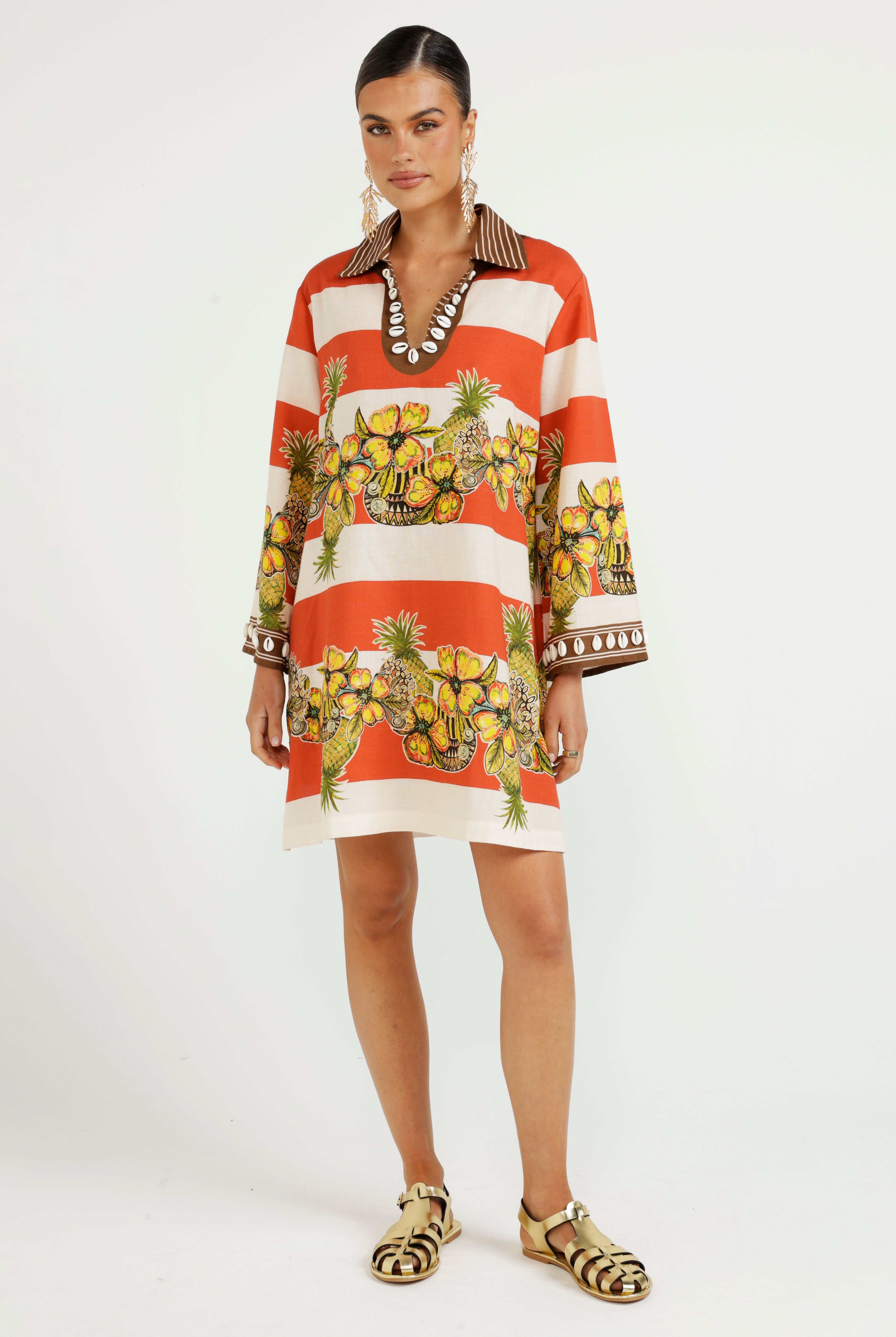 The Calypso Striped Mini Shirtdress