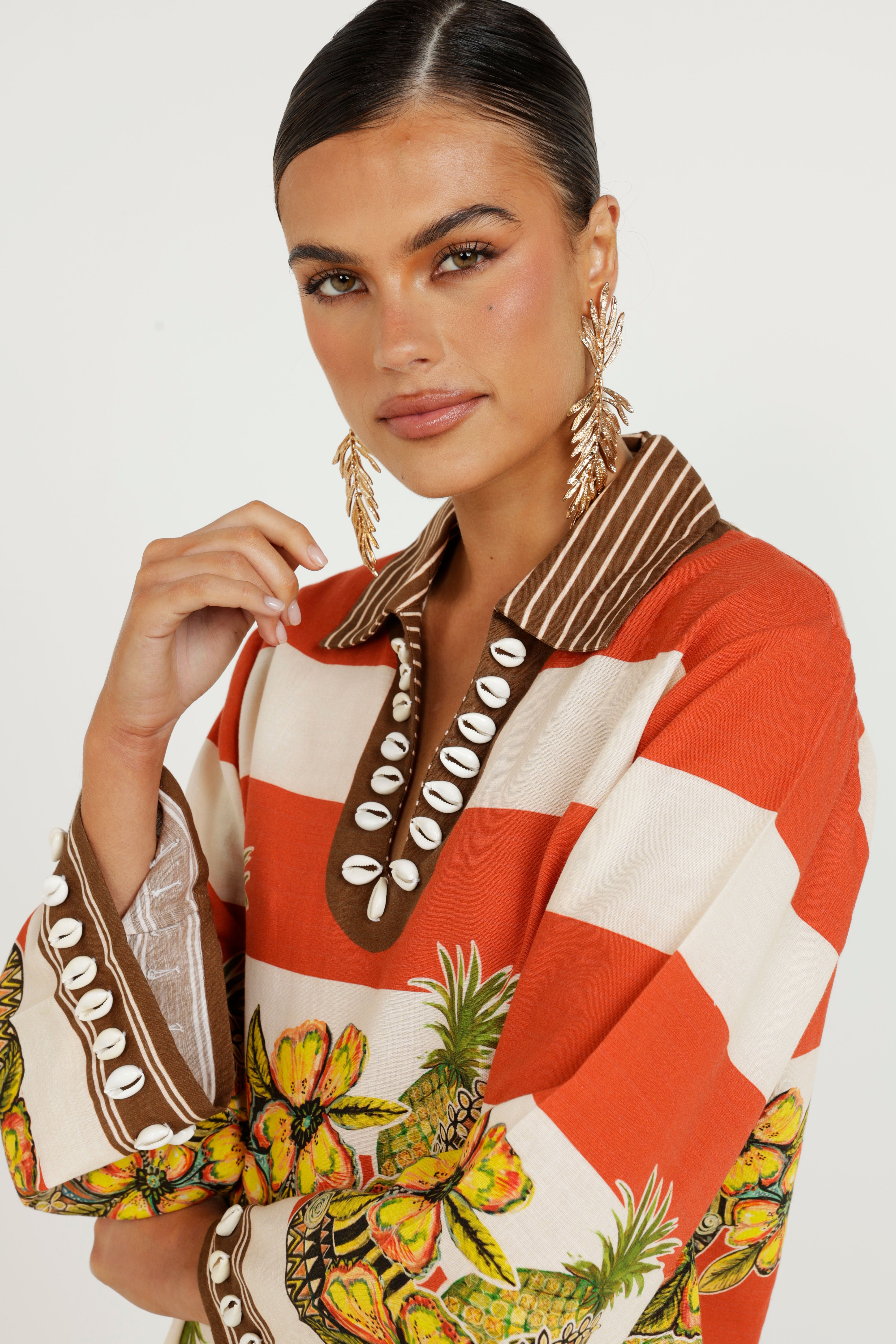 The Calypso Striped Mini Shirtdress