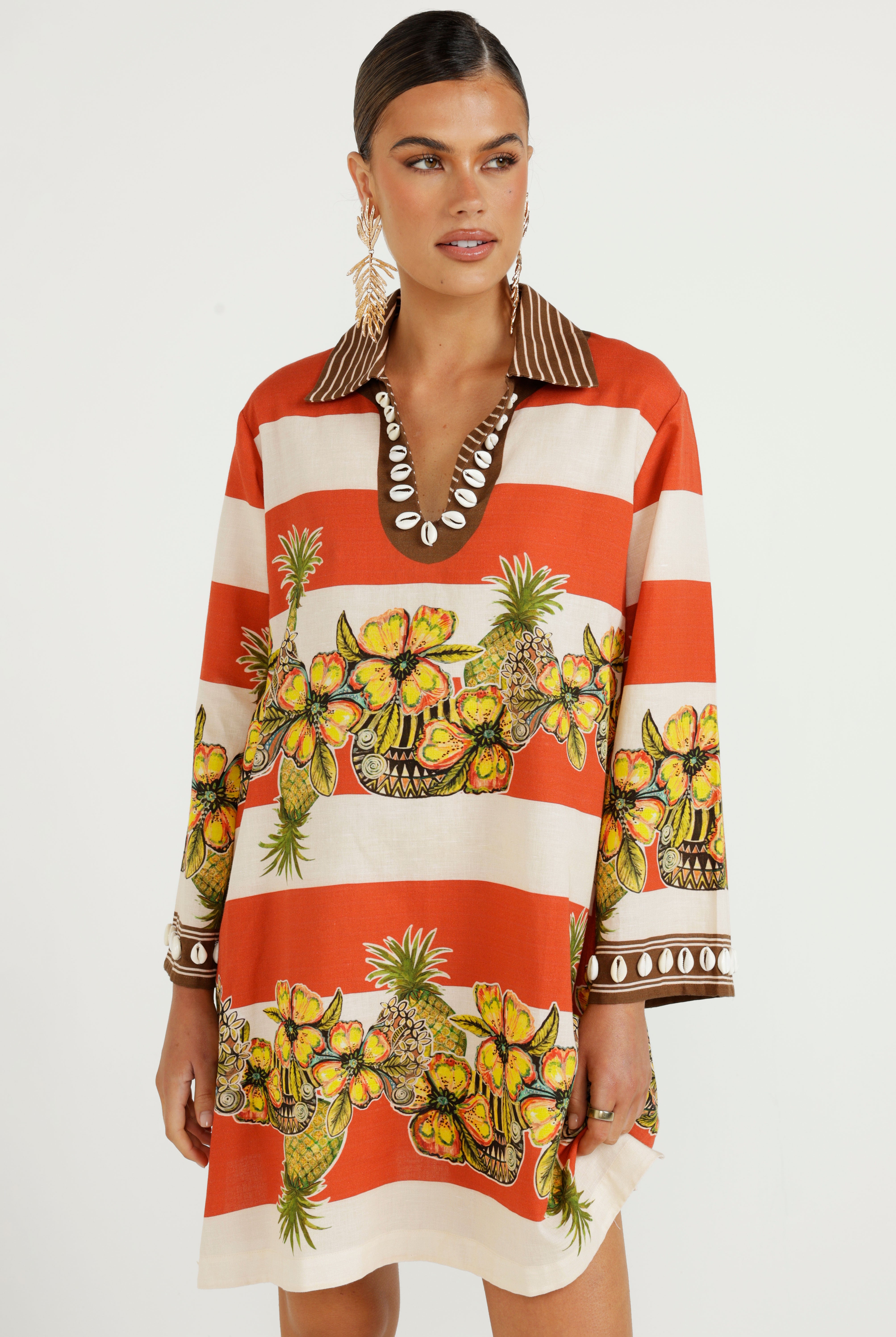 The Calypso Striped Mini Shirtdress