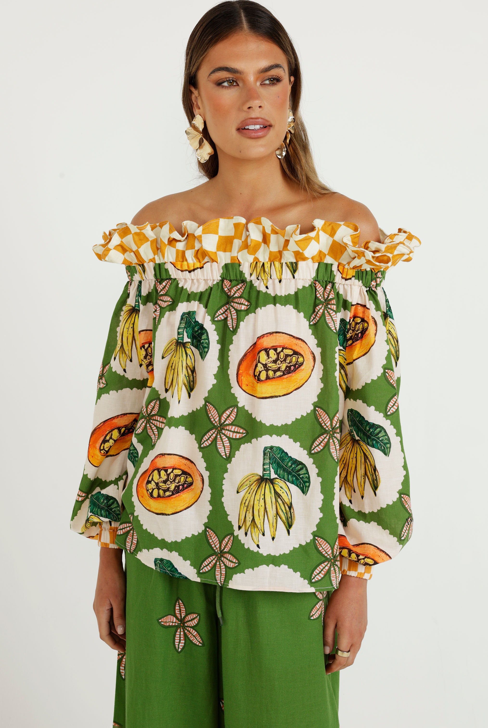 The Papaya Grove Ruffle Top
