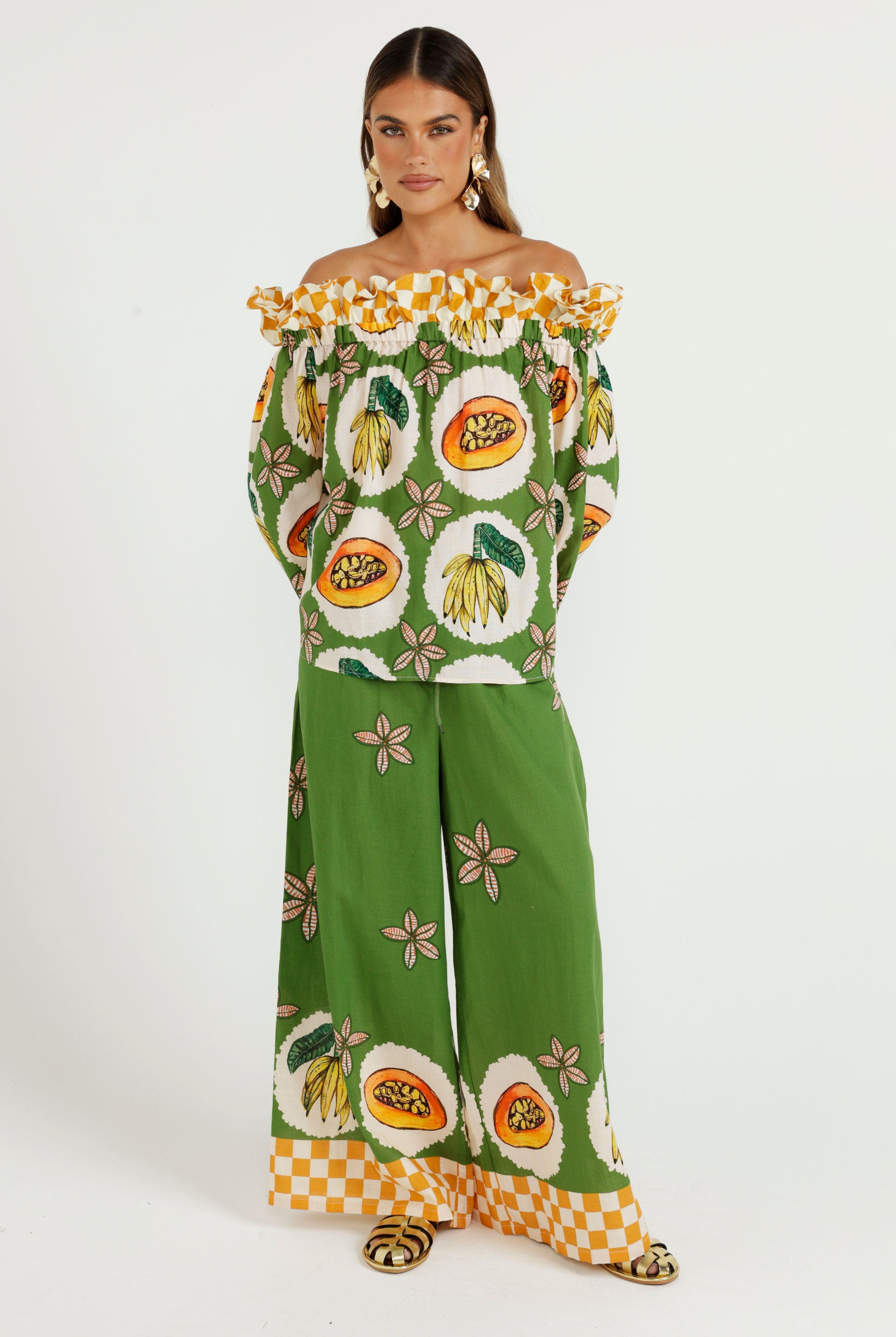 The Papaya Grove Ruffle Top