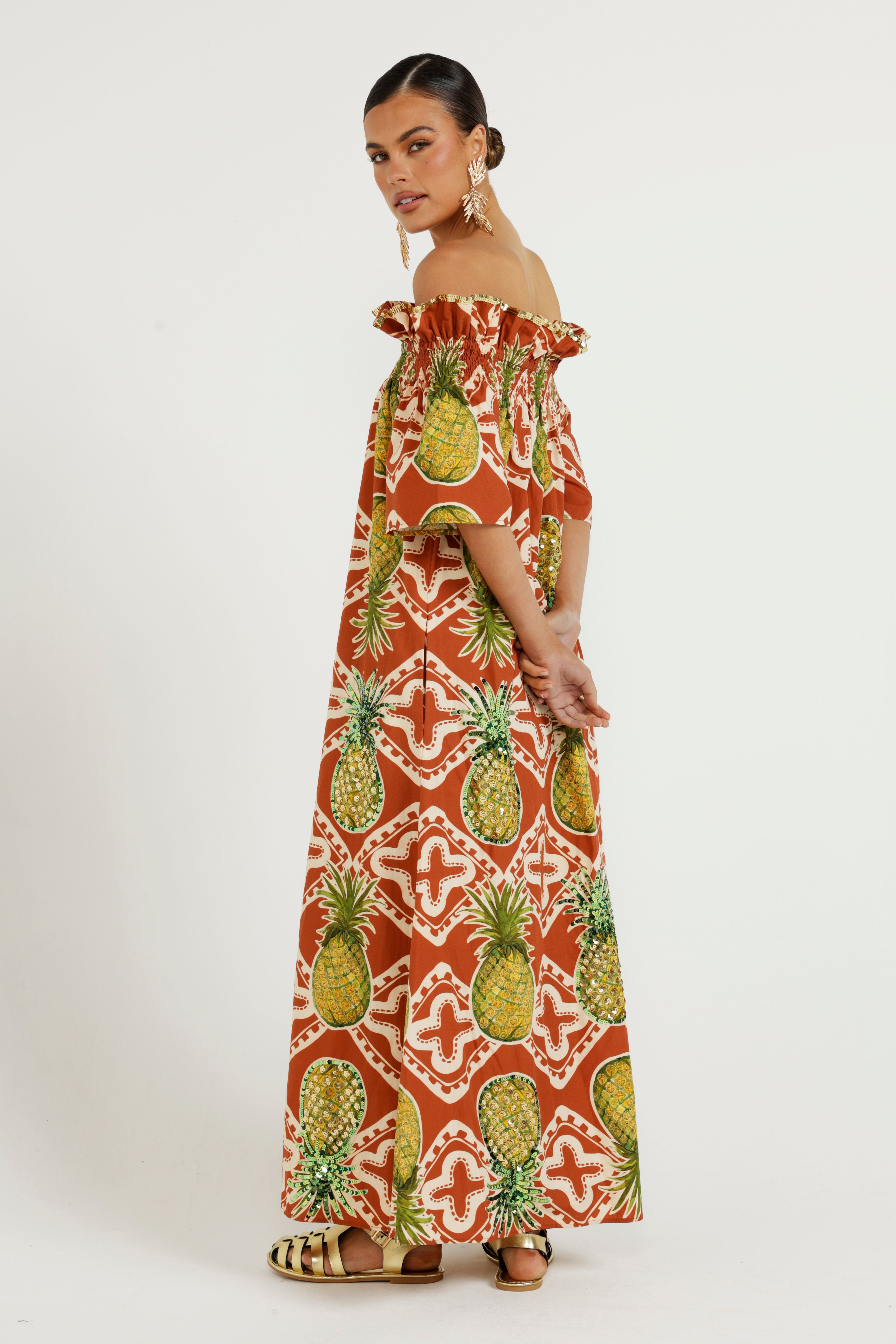 The Pineapple Royale Off Shoulder Dress