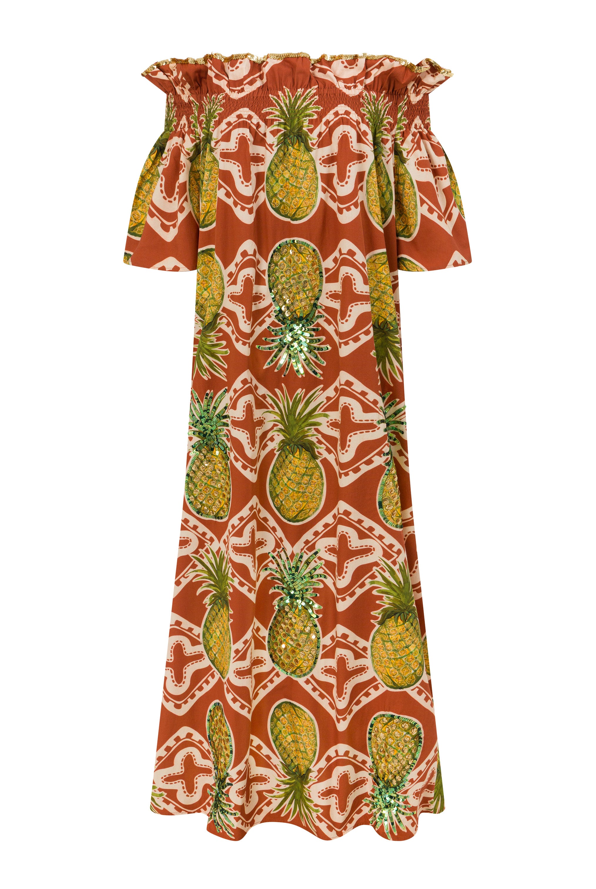 The Pineapple Royale Off Shoulder Dress